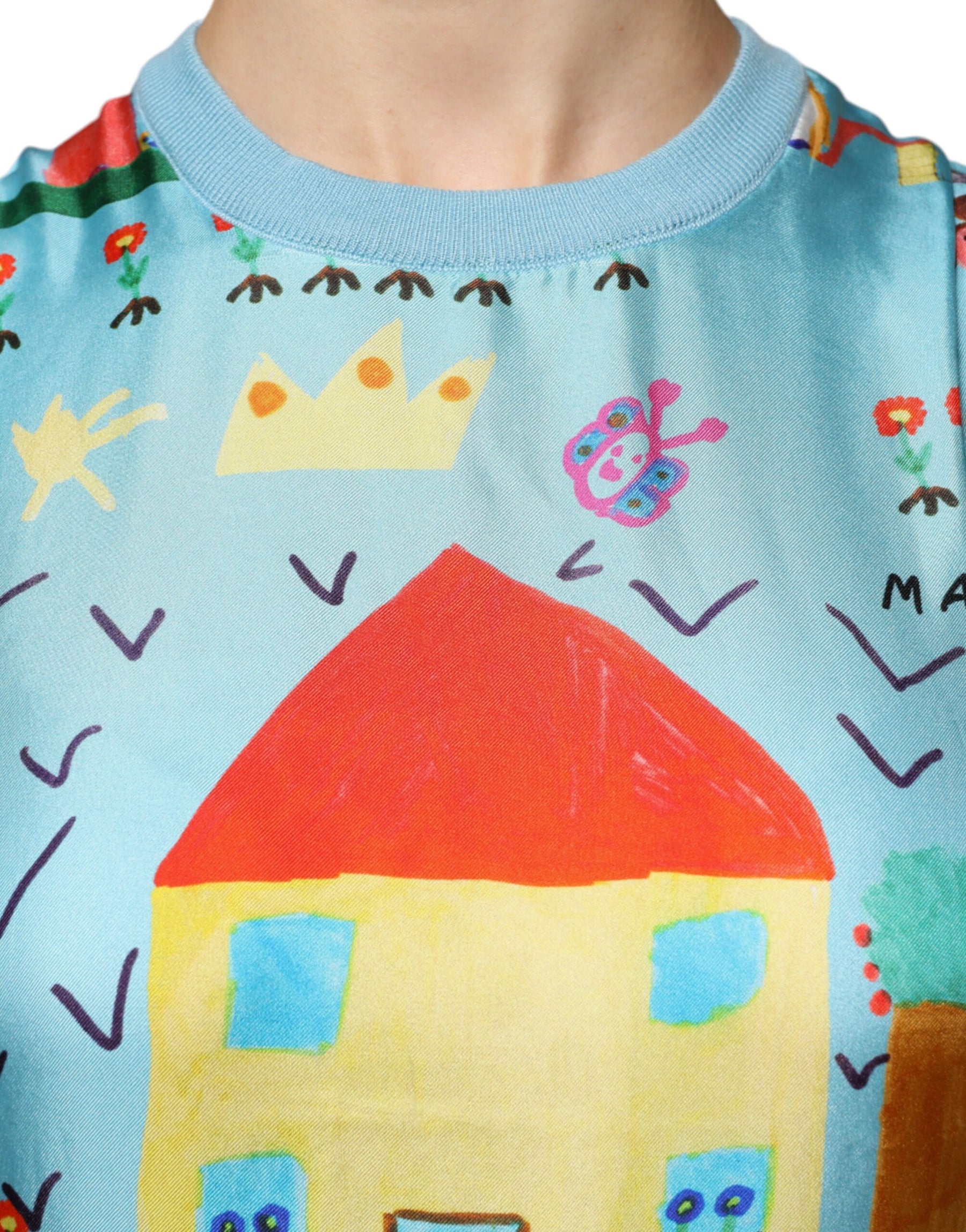 Dolce & Gabbana Blue Drawing Cashmere Sleeveless Tank Top | Regal Royce