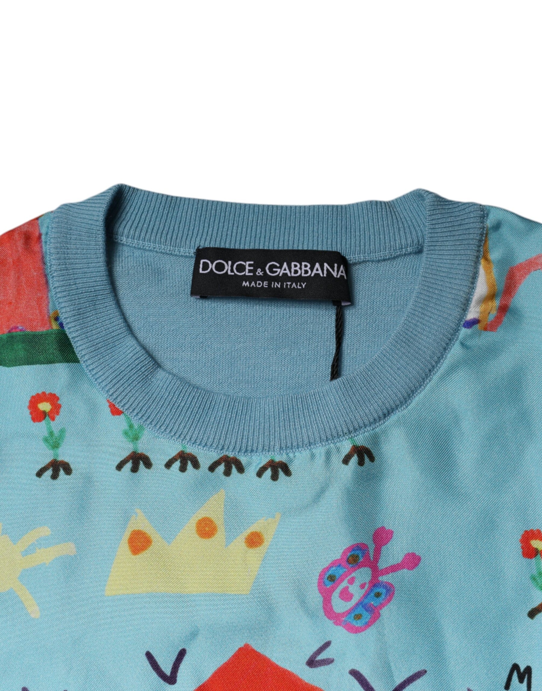 Dolce & Gabbana Blue Drawing Cashmere Sleeveless Tank Top | Regal Royce
