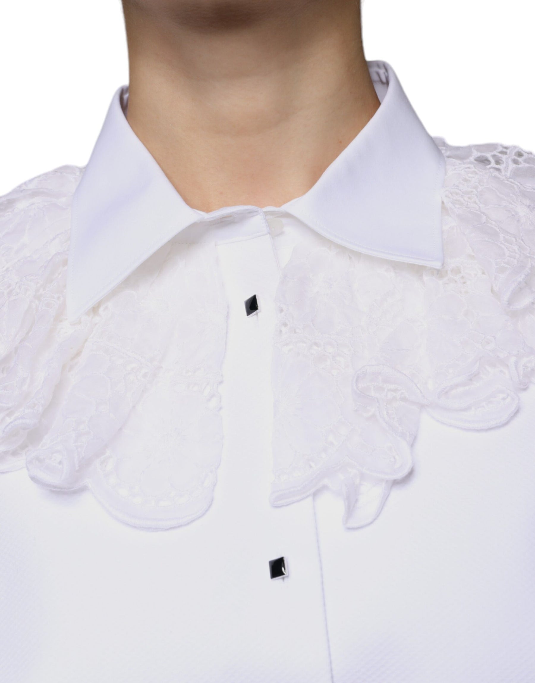 Dolce & Gabbana White Cotton Poplin Shirt Dress Blouse Top | Regal Royce