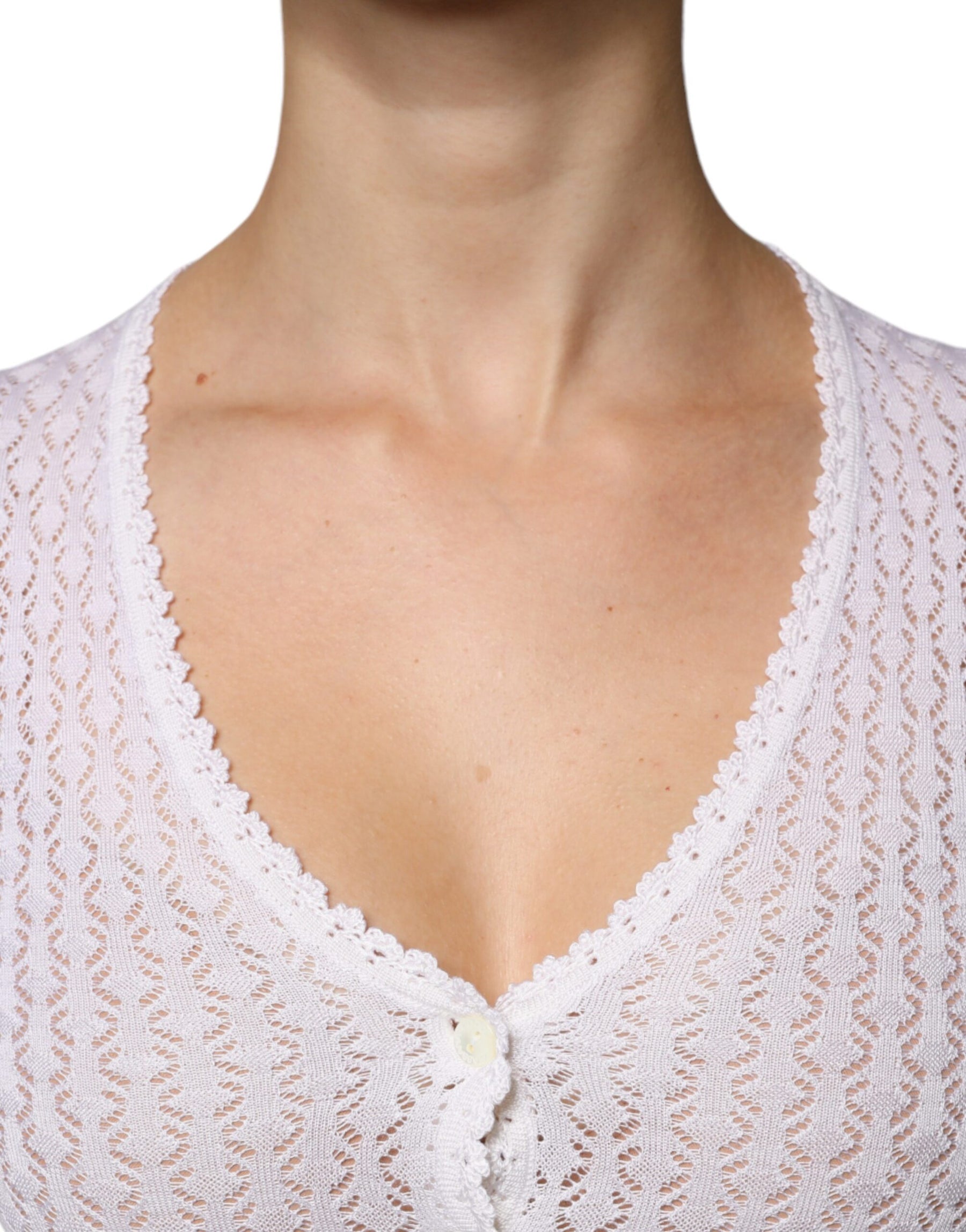 Dolce & Gabbana White Silk Button Down Cardigan Sweater | Regal Royce