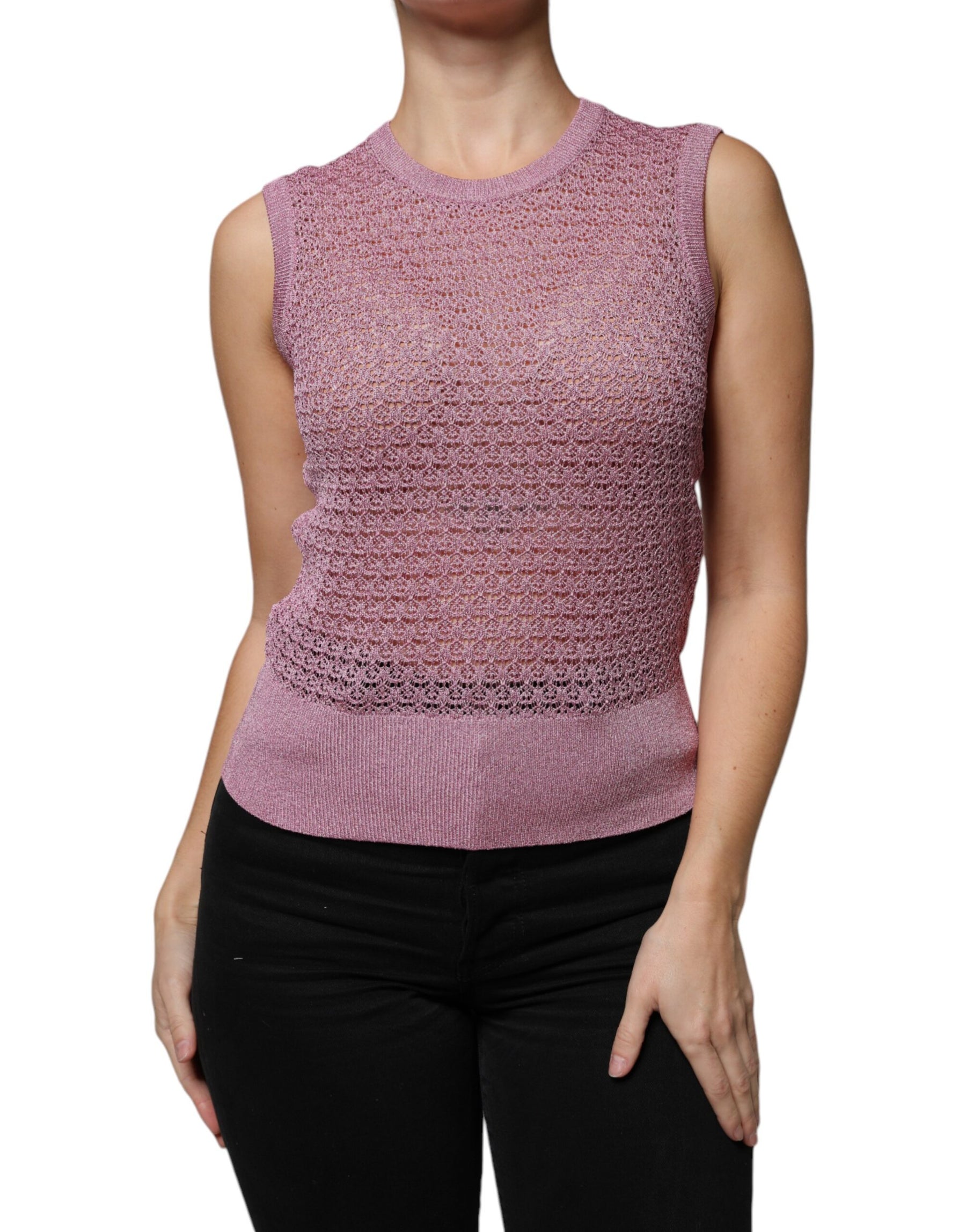 Dolce & Gabbana Pink Mesh See Through Sleeveless Tank Top | Regal Royce