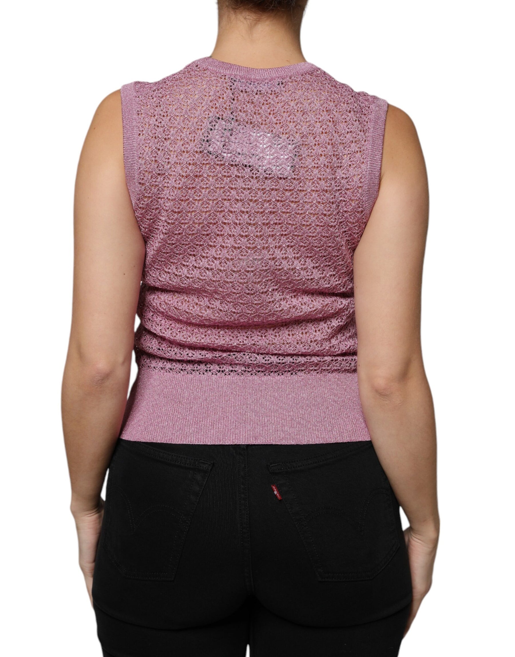 Dolce & Gabbana Pink Mesh See Through Sleeveless Tank Top | Regal Royce