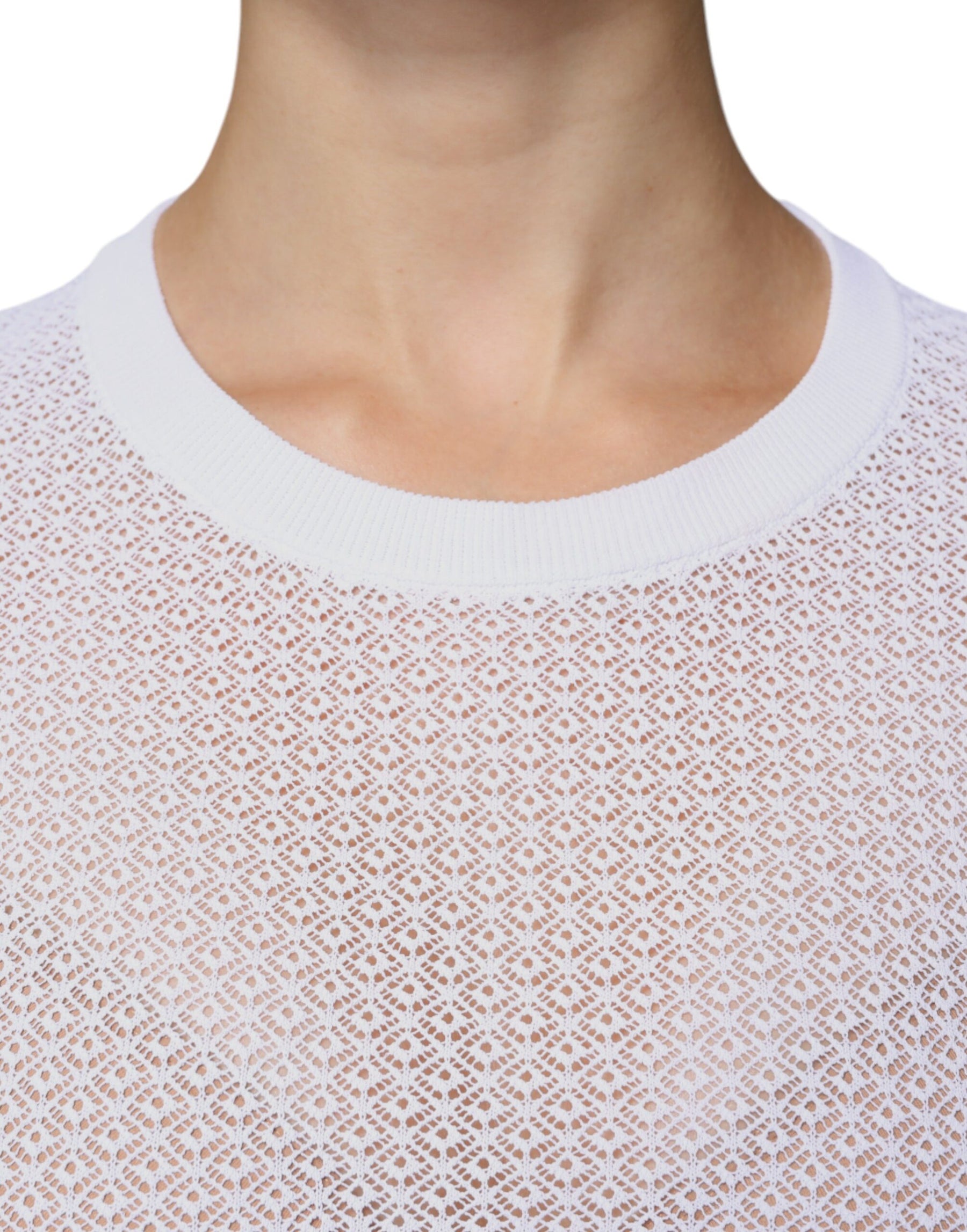 Dolce & Gabbana White Mesh See Through Long Sleeves Top | Regal Royce