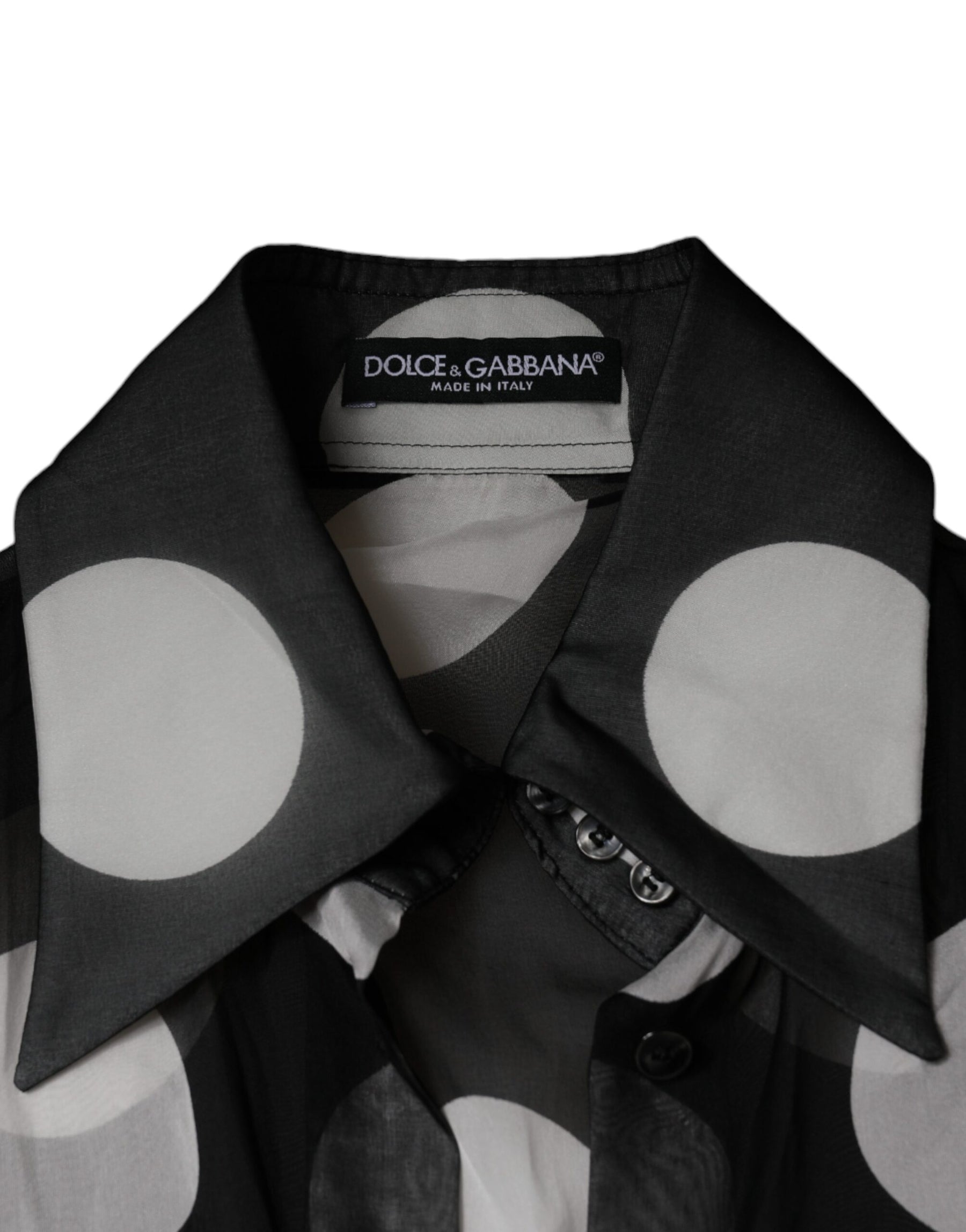 Dolce & Gabbana Black White Polka Dots Silk Long Sleeves Top | Regal Royce