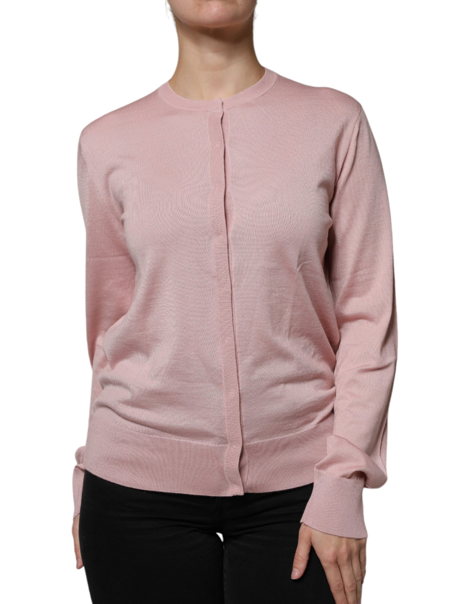 Dolce & Gabbana Pink Wool Knit Button Down Cardigan Sweater | Regal Royce