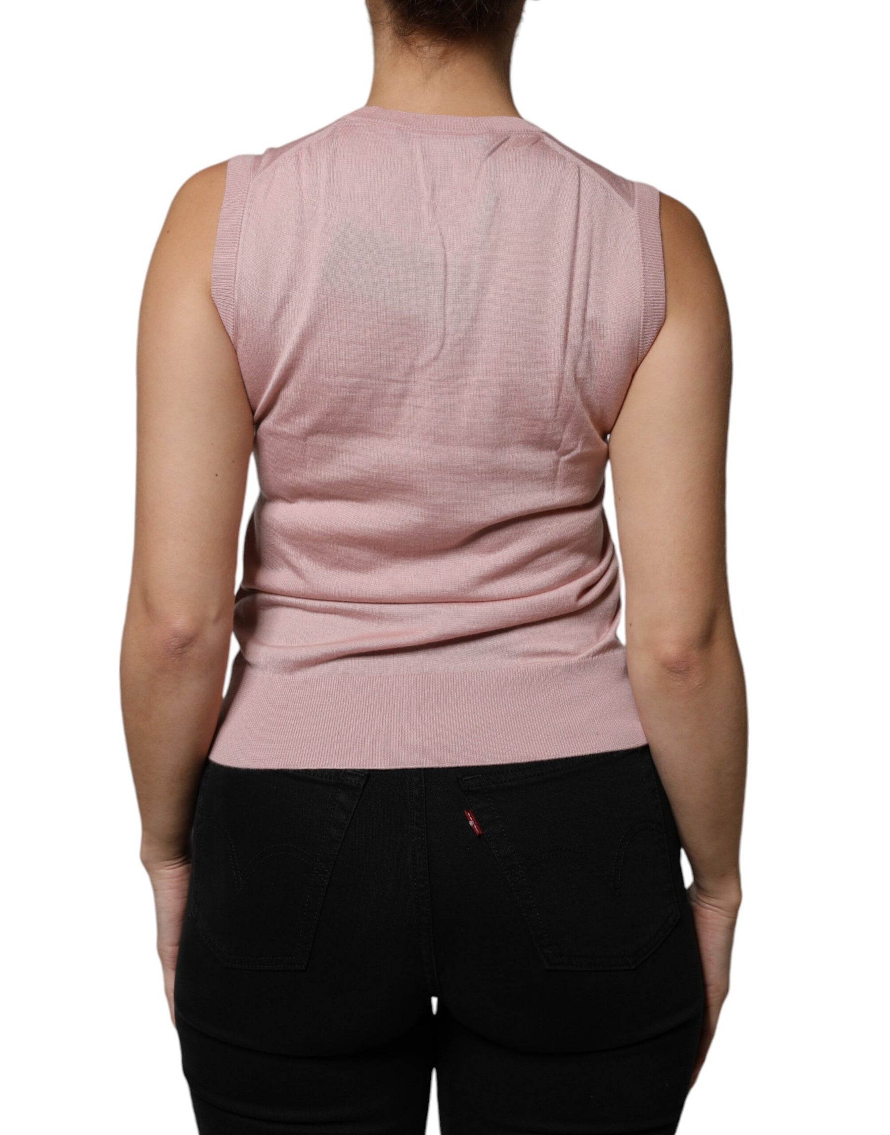 Dolce & Gabbana Pink Cashmere Knitted Sleeveless Tank Top | Regal Royce
