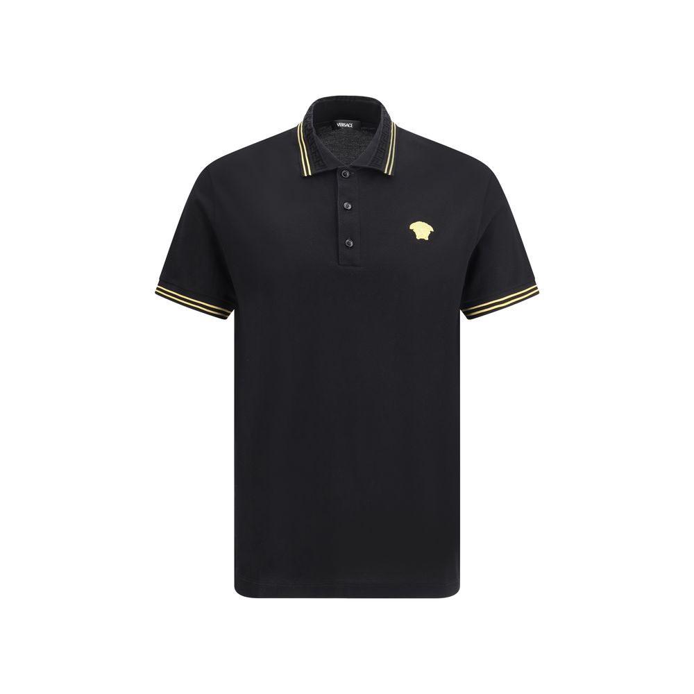 Versace Black Cotton Polo Shirt | Regal Royce