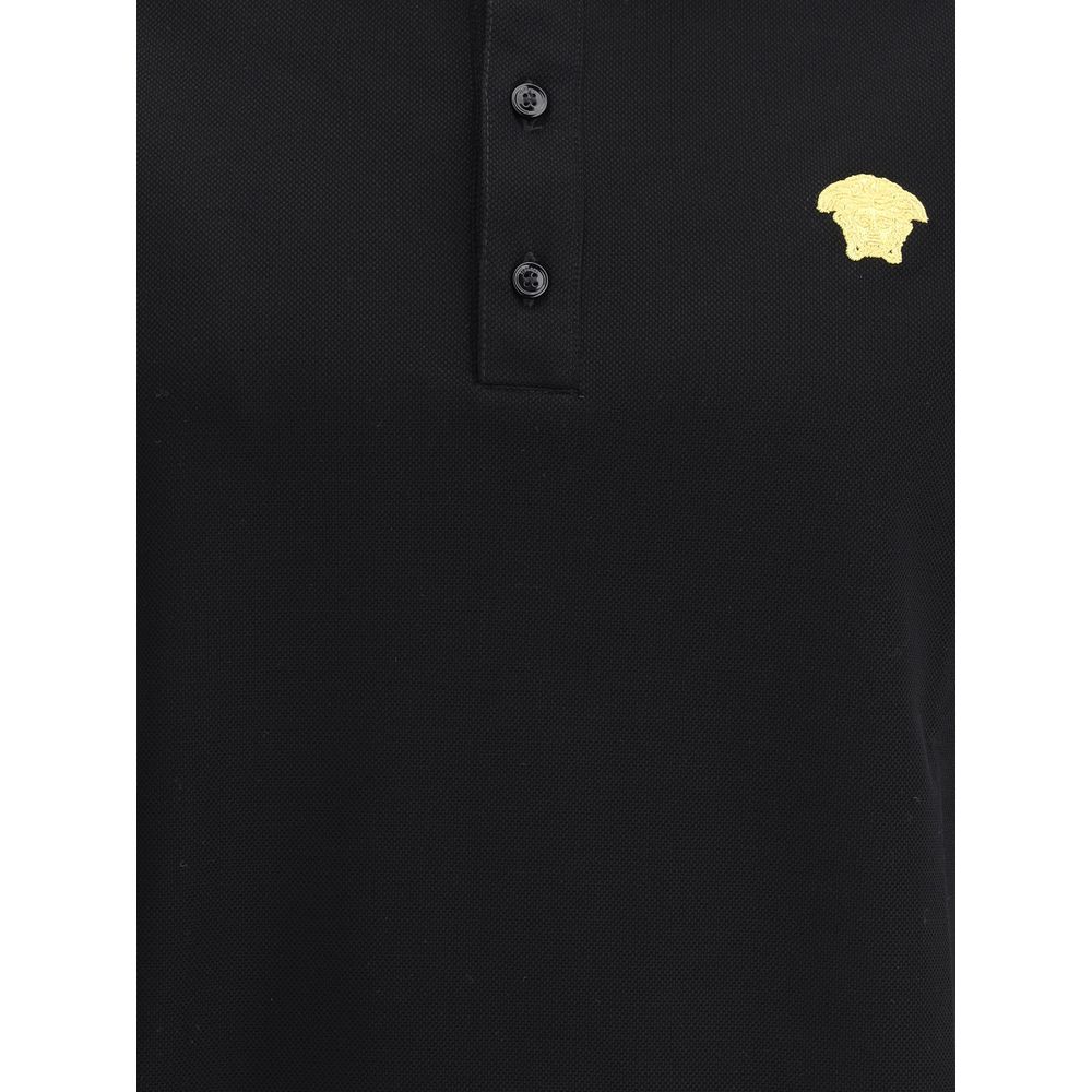 Versace Black Cotton Polo Shirt | Regal Royce