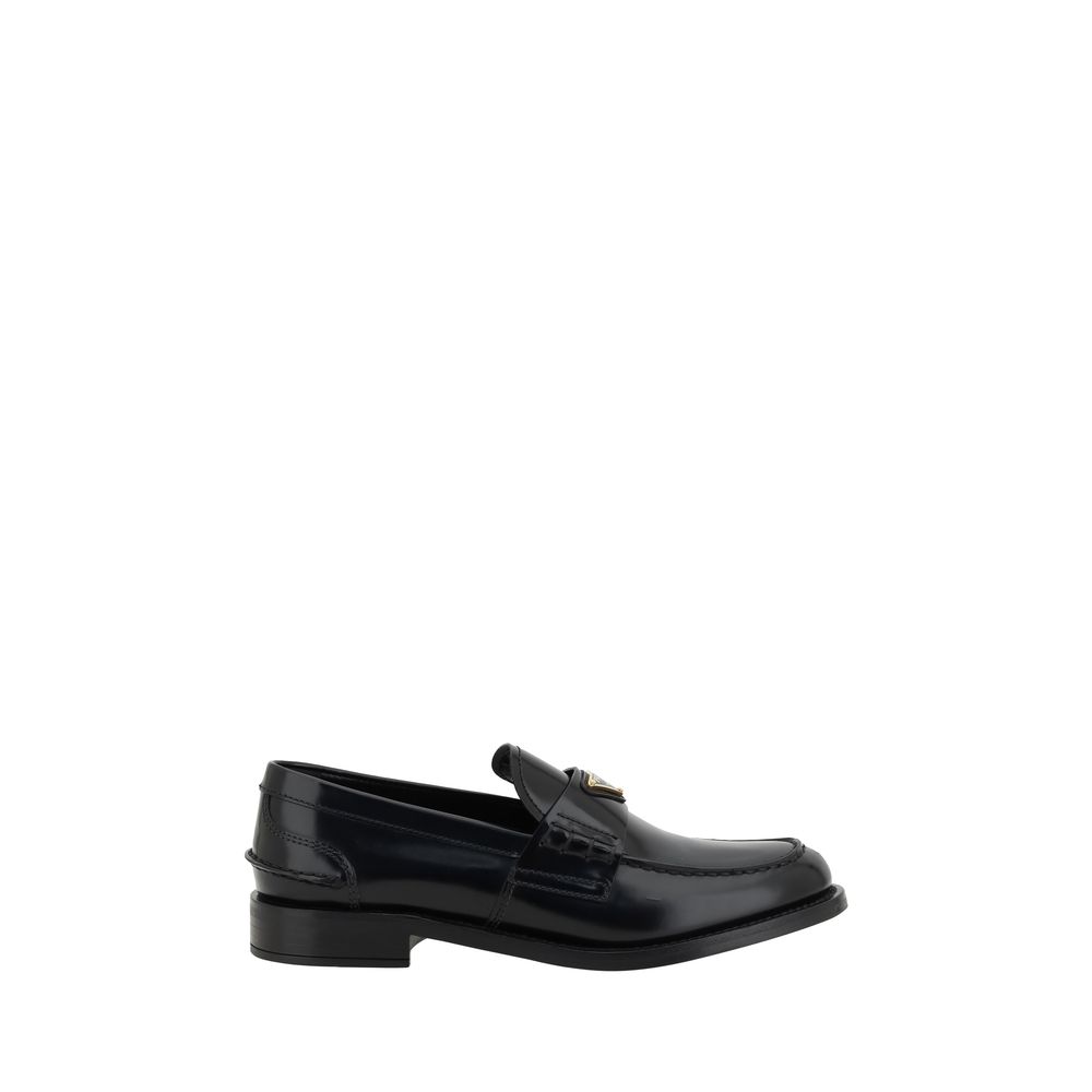 Prada Black Leather Logo Loafers | Regal Royce