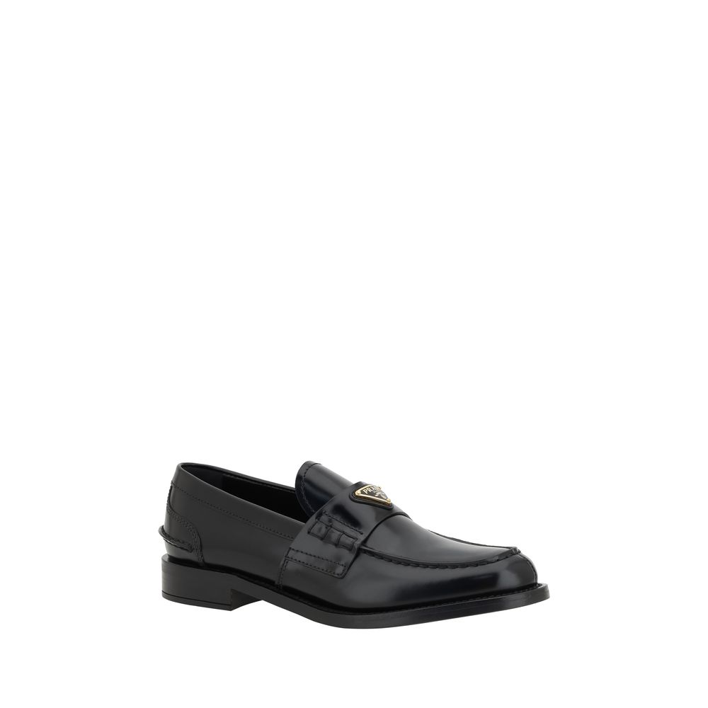 Prada Black Leather Logo Loafers | Regal Royce