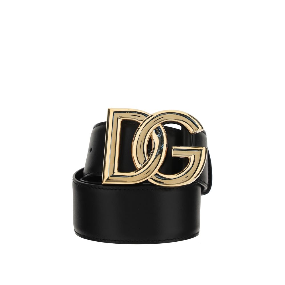 Dolce & Gabbana Black Calf Leather Bos Taurus Regular Belt | Regal Royce