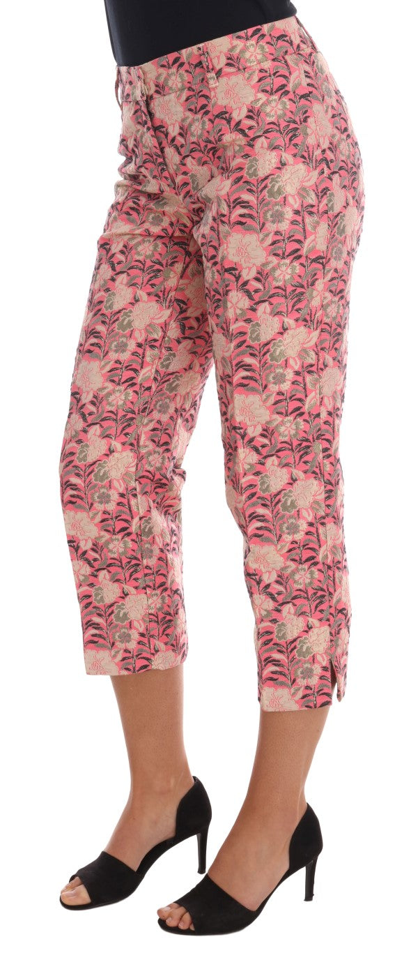 Dolce & Gabbana Pink Floral Brocade Capri Pants | Regal Royce