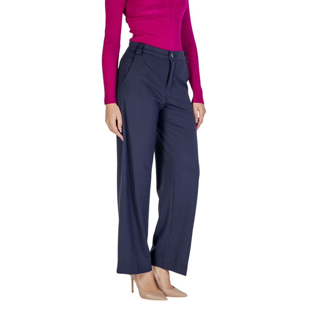 Street One Blue Viscose Casual Pants | Regal Royce