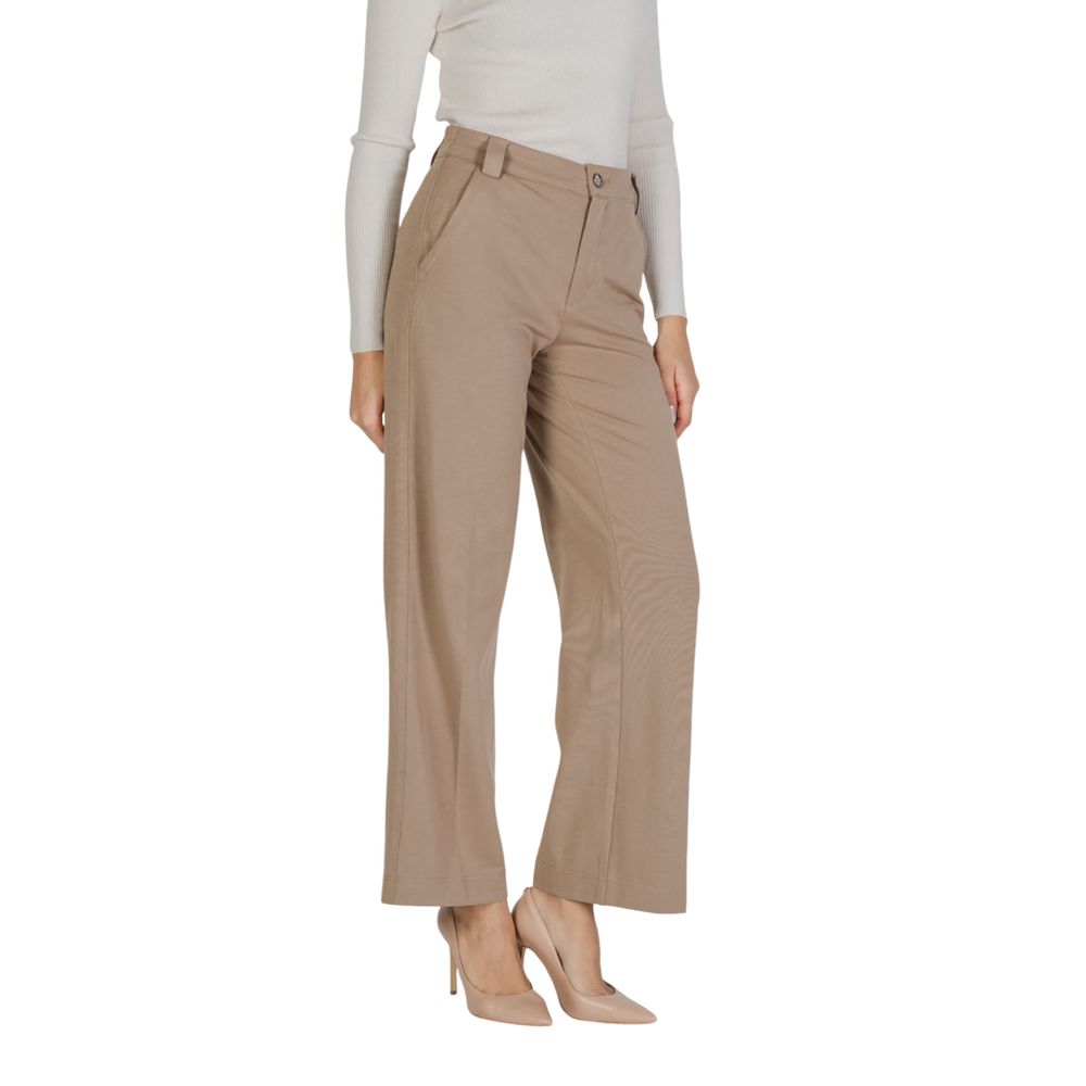 Street One Beige Viscose Casual Pants | Regal Royce