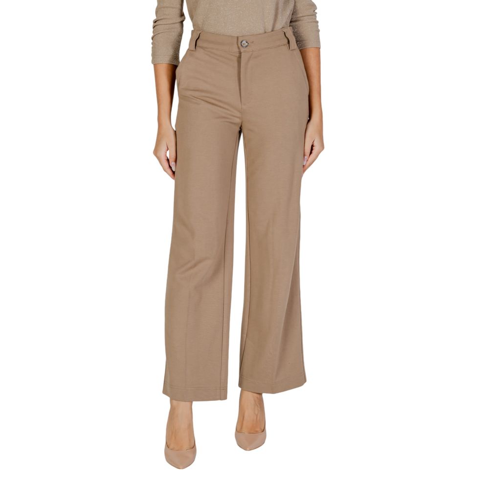Street One Beige Viscose Casual Pants | Regal Royce