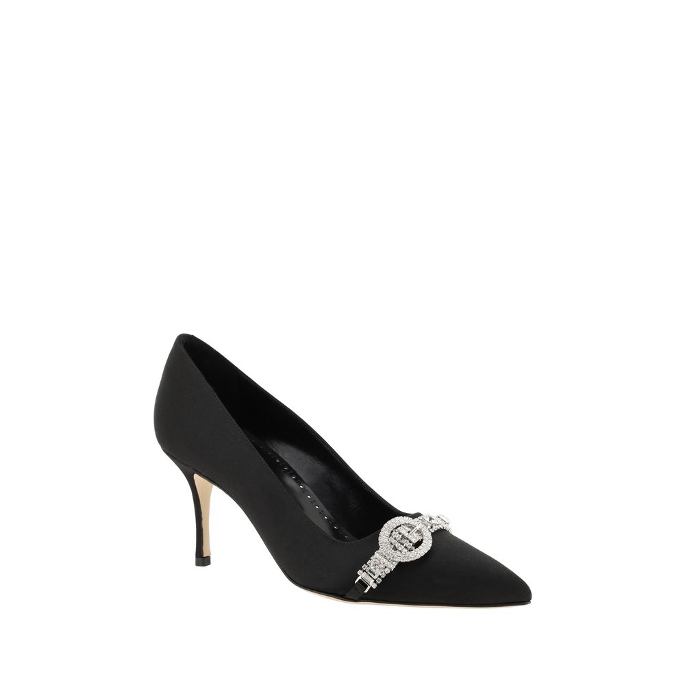 Manolo Blahnik Black Asapump Satin Pumps | Regal Royce