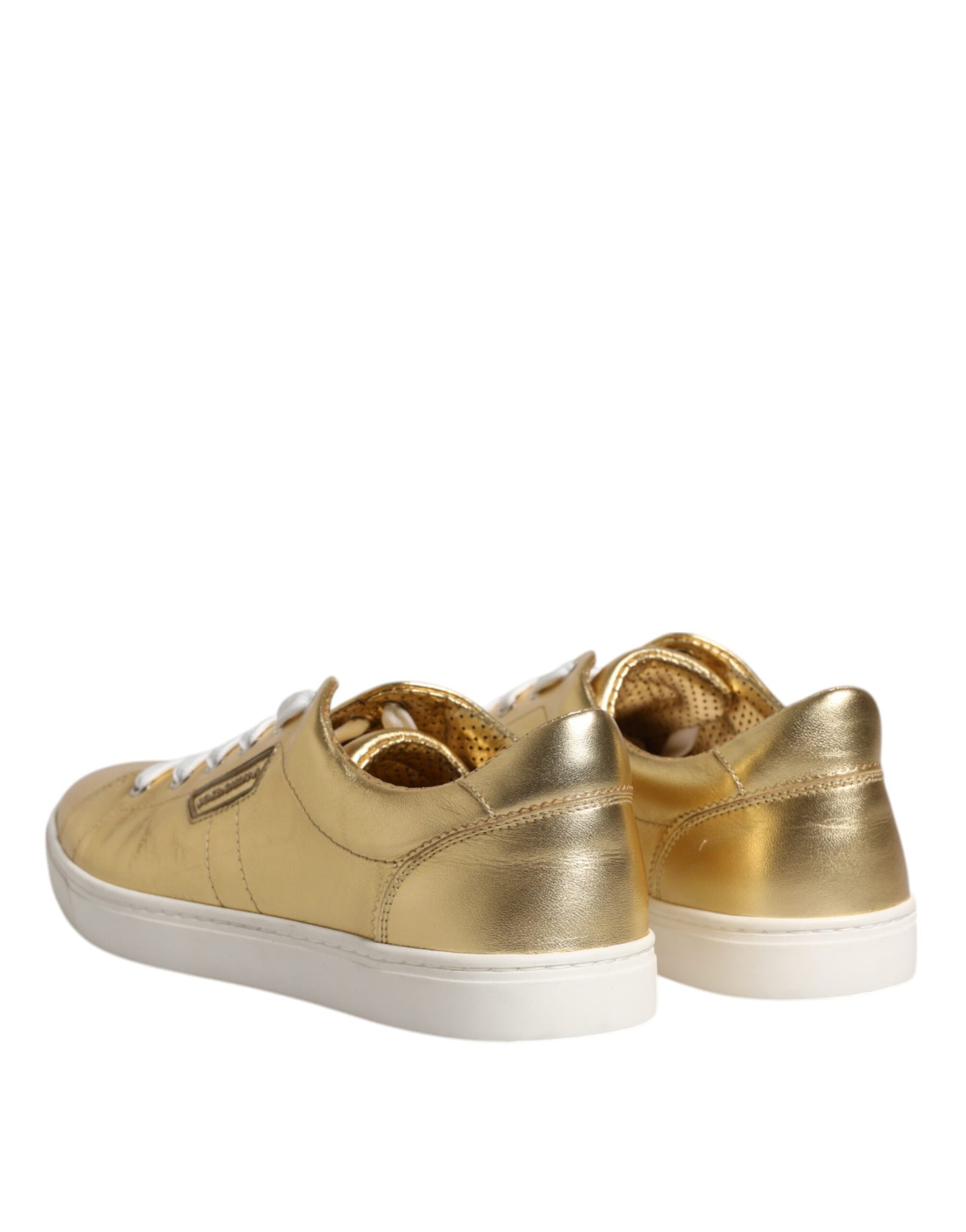 Dolce & Gabbana Gold Leather Logo London Men Sneakers Shoes | Regal Royce