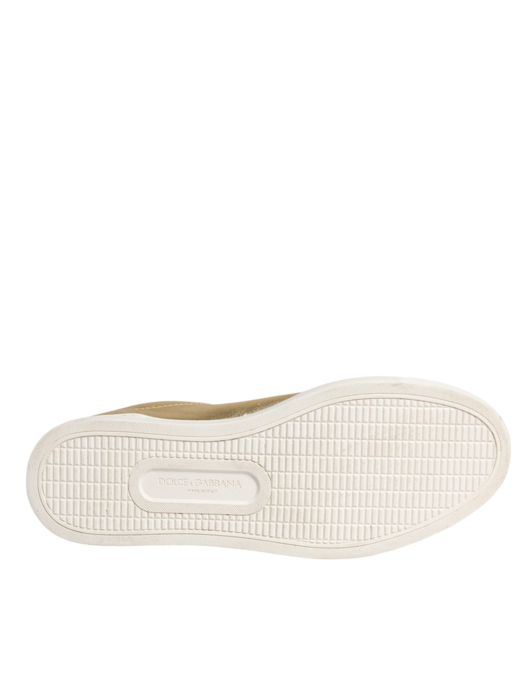 Dolce & Gabbana Gold Leather Logo London Men Sneakers Shoes | Regal Royce