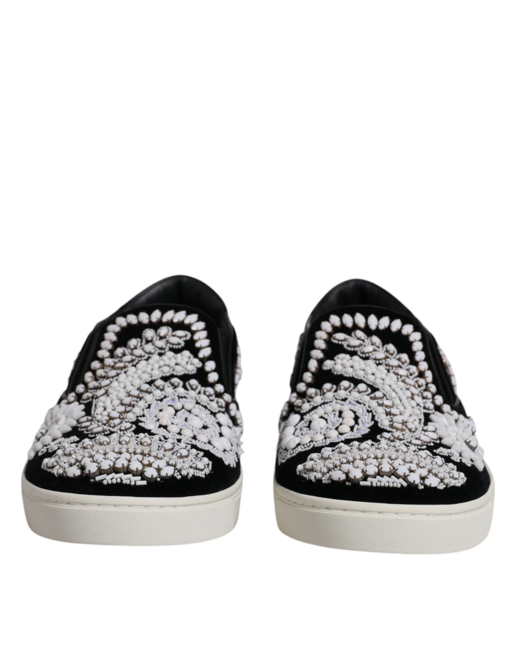 Dolce & Gabbana Black Embellished London Men Slip On Shoes | Regal Royce