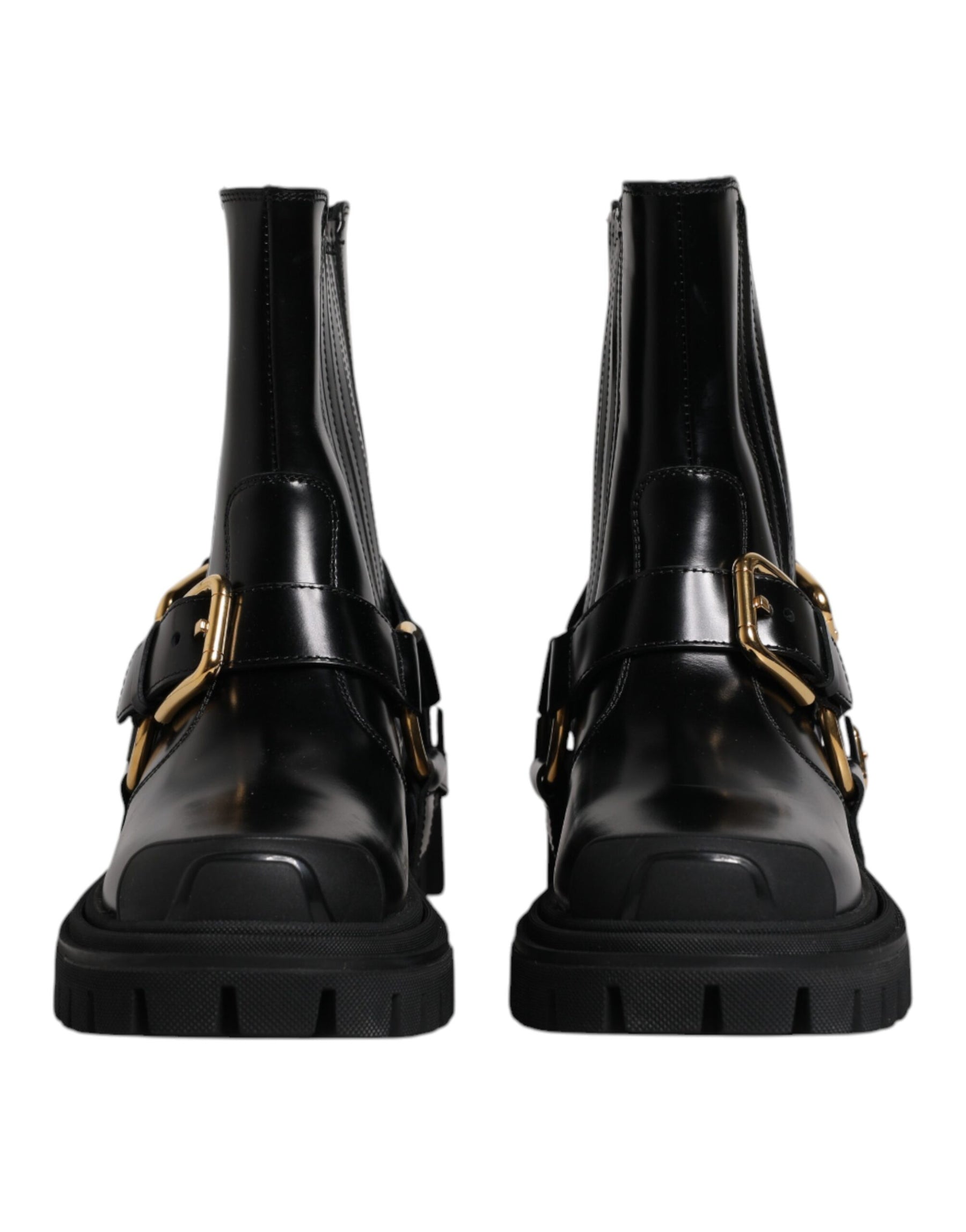 Dolce & Gabbana Black Leather Slip On Stretch Trekking Boots Shoes | Regal Royce