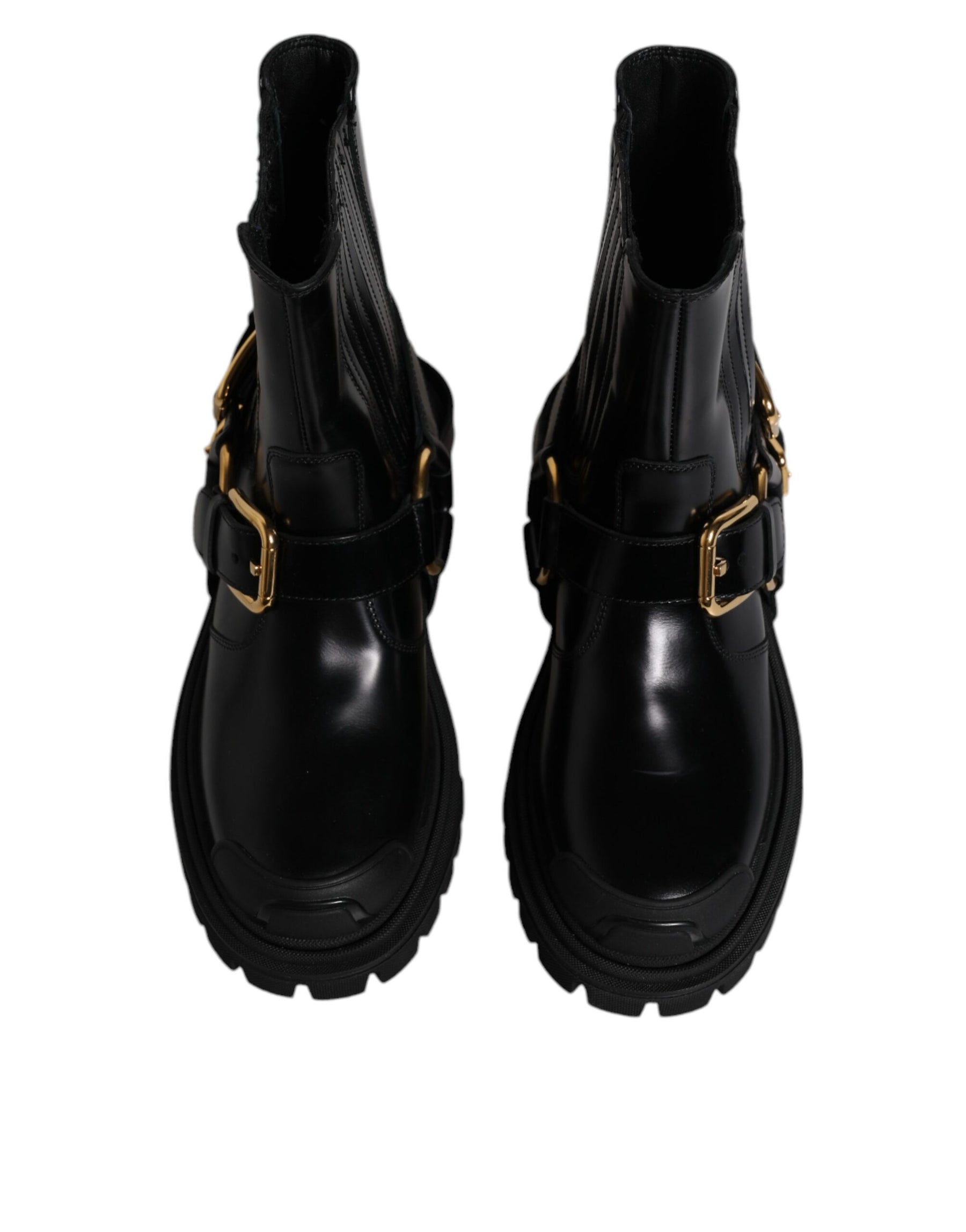 Dolce & Gabbana Black Leather Slip On Stretch Trekking Boots Shoes | Regal Royce