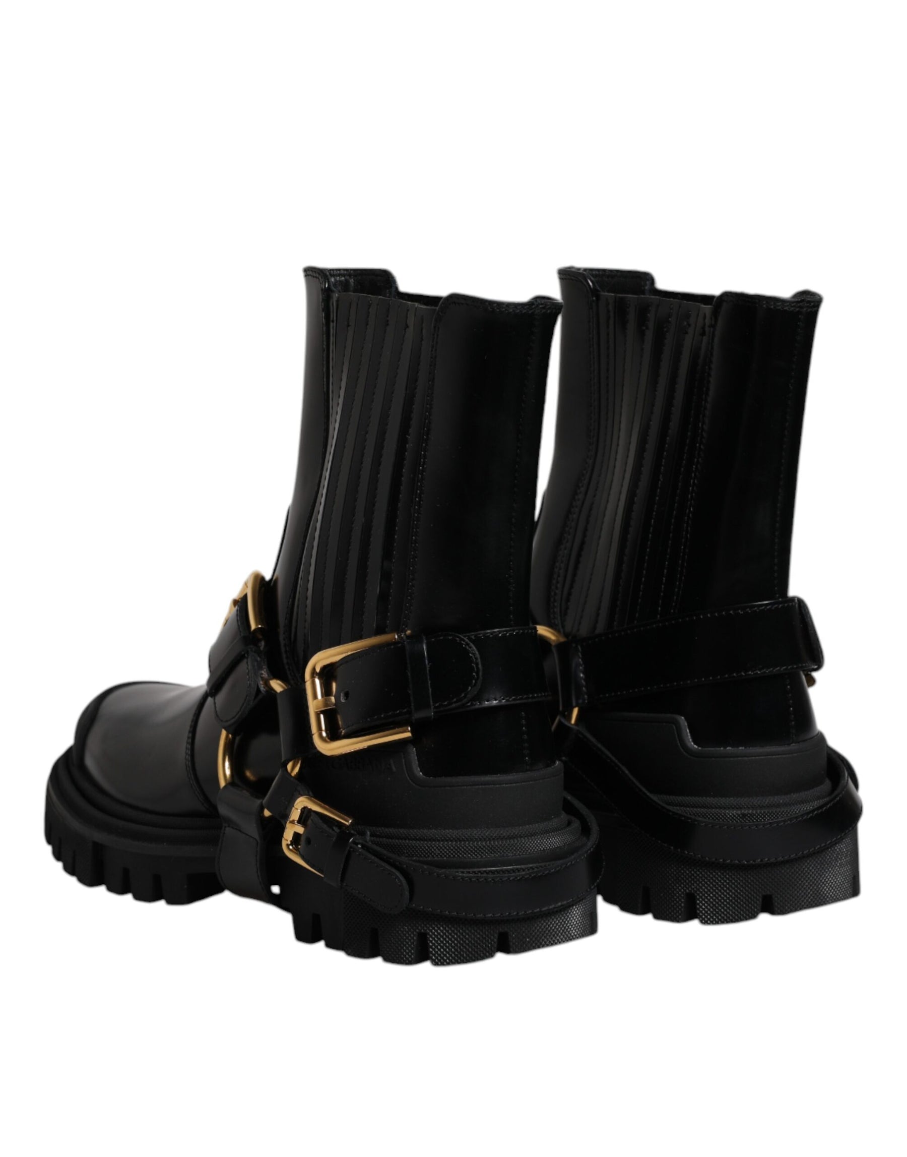 Dolce & Gabbana Black Leather Slip On Stretch Trekking Boots Shoes | Regal Royce