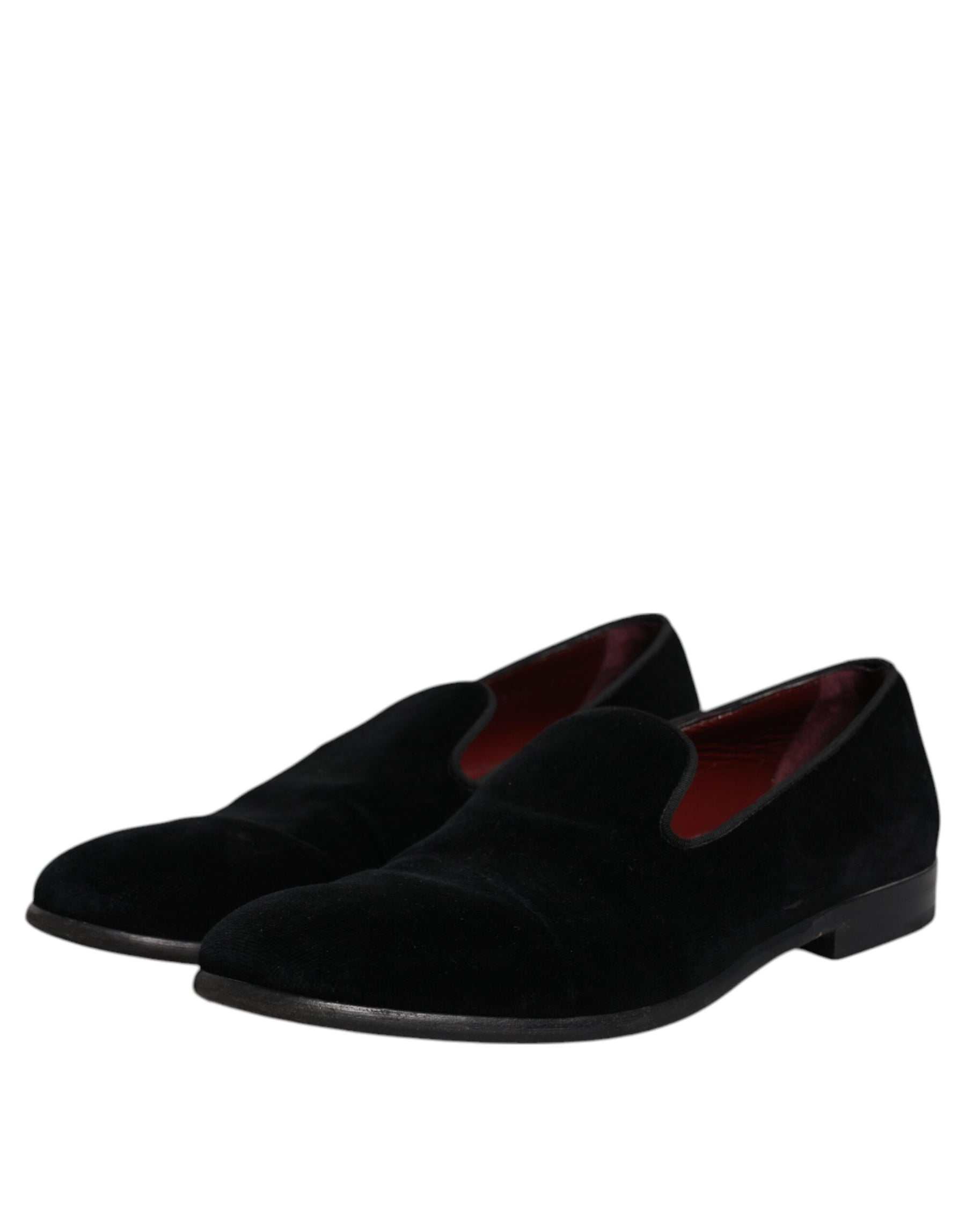 Dolce & Gabbana Black Velvet Loafers Formal Men Dress Shoes | Regal Royce
