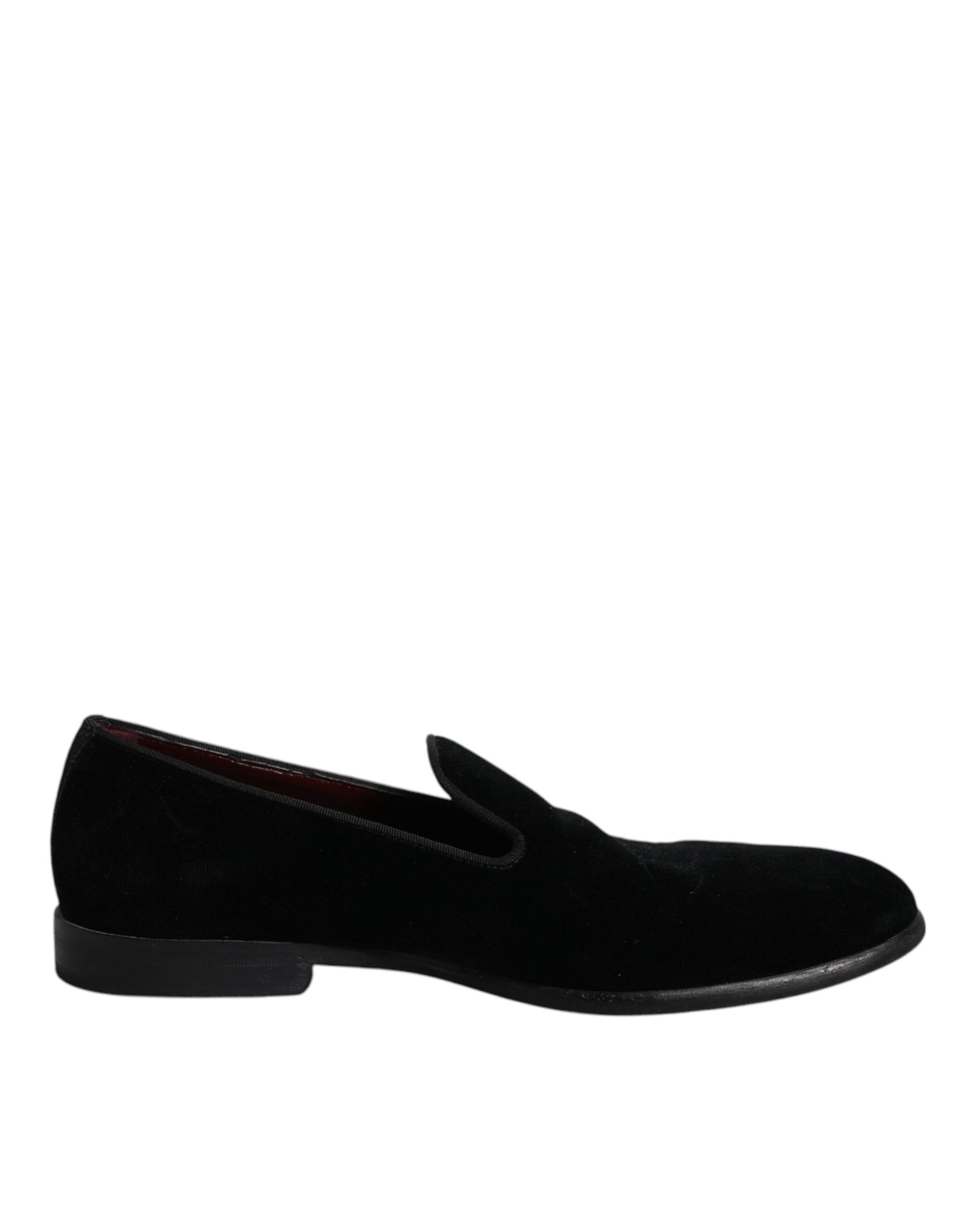 Dolce & Gabbana Black Velvet Loafers Formal Men Dress Shoes | Regal Royce