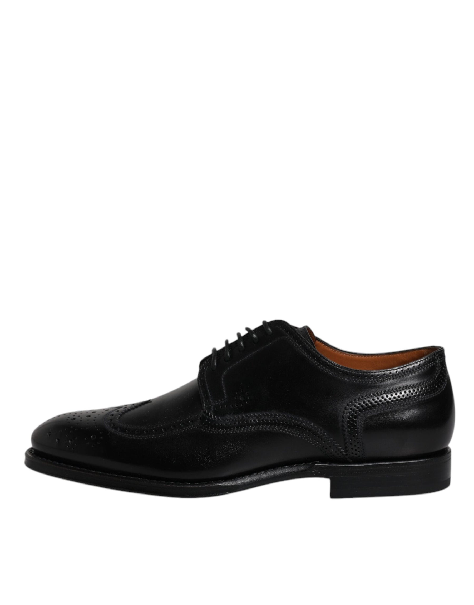 Dolce & Gabbana Black Leather Derby Wingtip Formal Shoes | Regal Royce