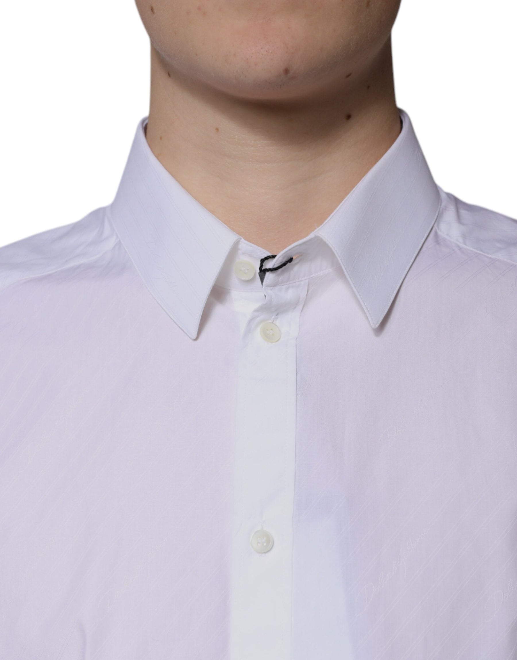 Dolce & Gabbana White Cotton Long Sleeve MARTINI Dress Shirt | Regal Royce