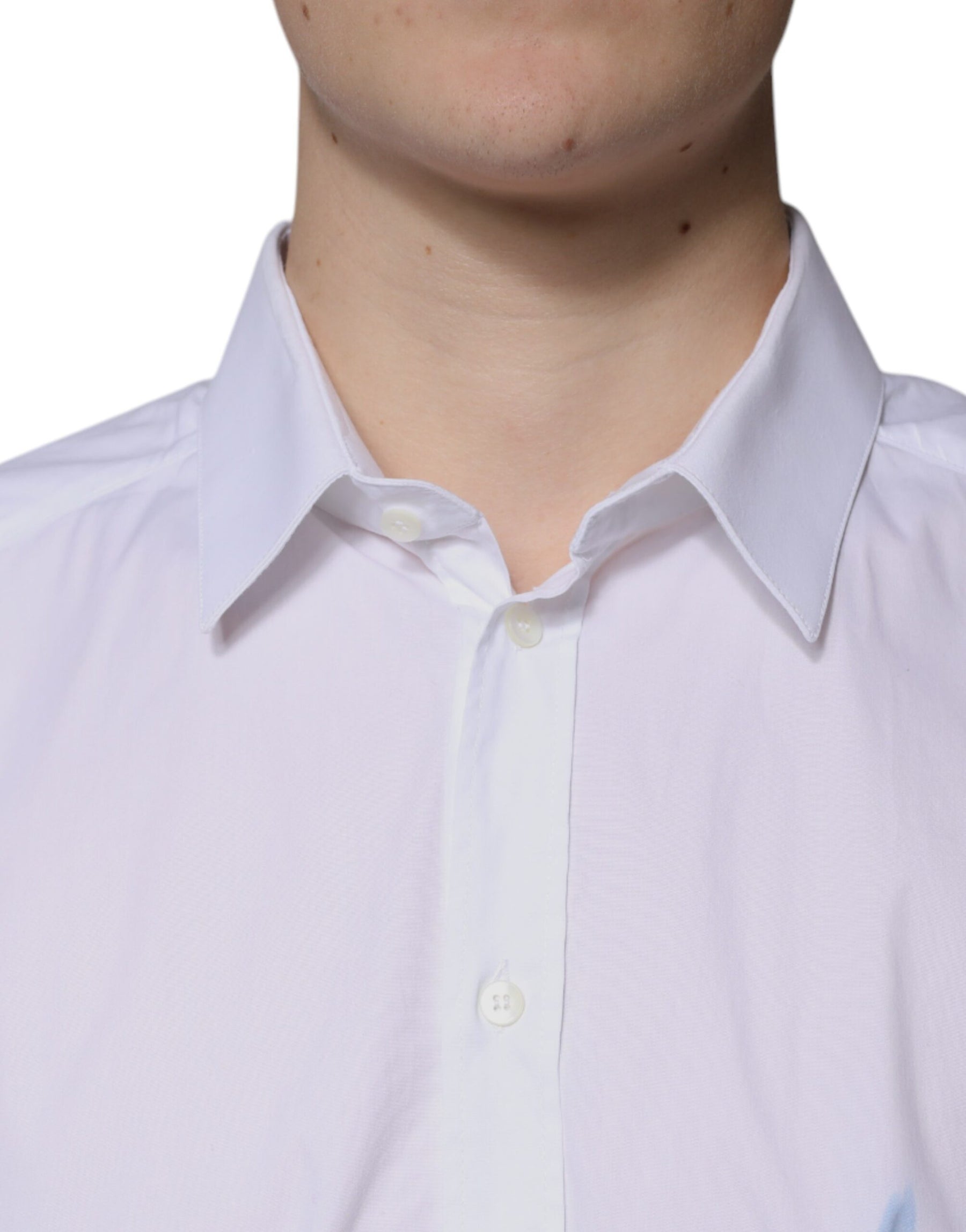 Dolce & Gabbana White Cotton Long Sleeve GOLD Dress Shirt | Regal Royce