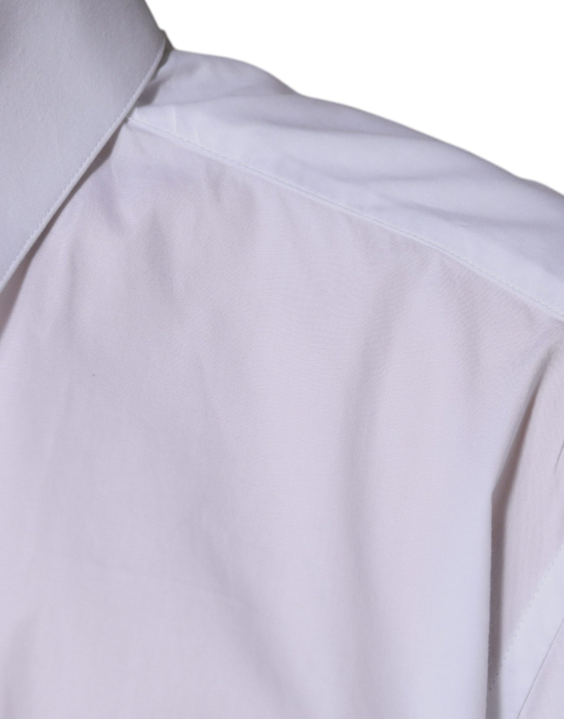 Dolce & Gabbana White Cotton Long Sleeve GOLD Dress Shirt | Regal Royce