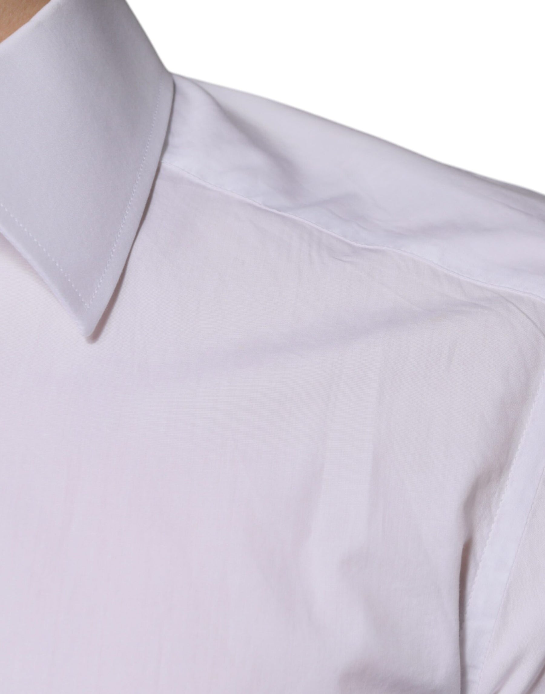Dolce & Gabbana White Cotton Slim Fit GOLD Men Dress Shirt | Regal Royce
