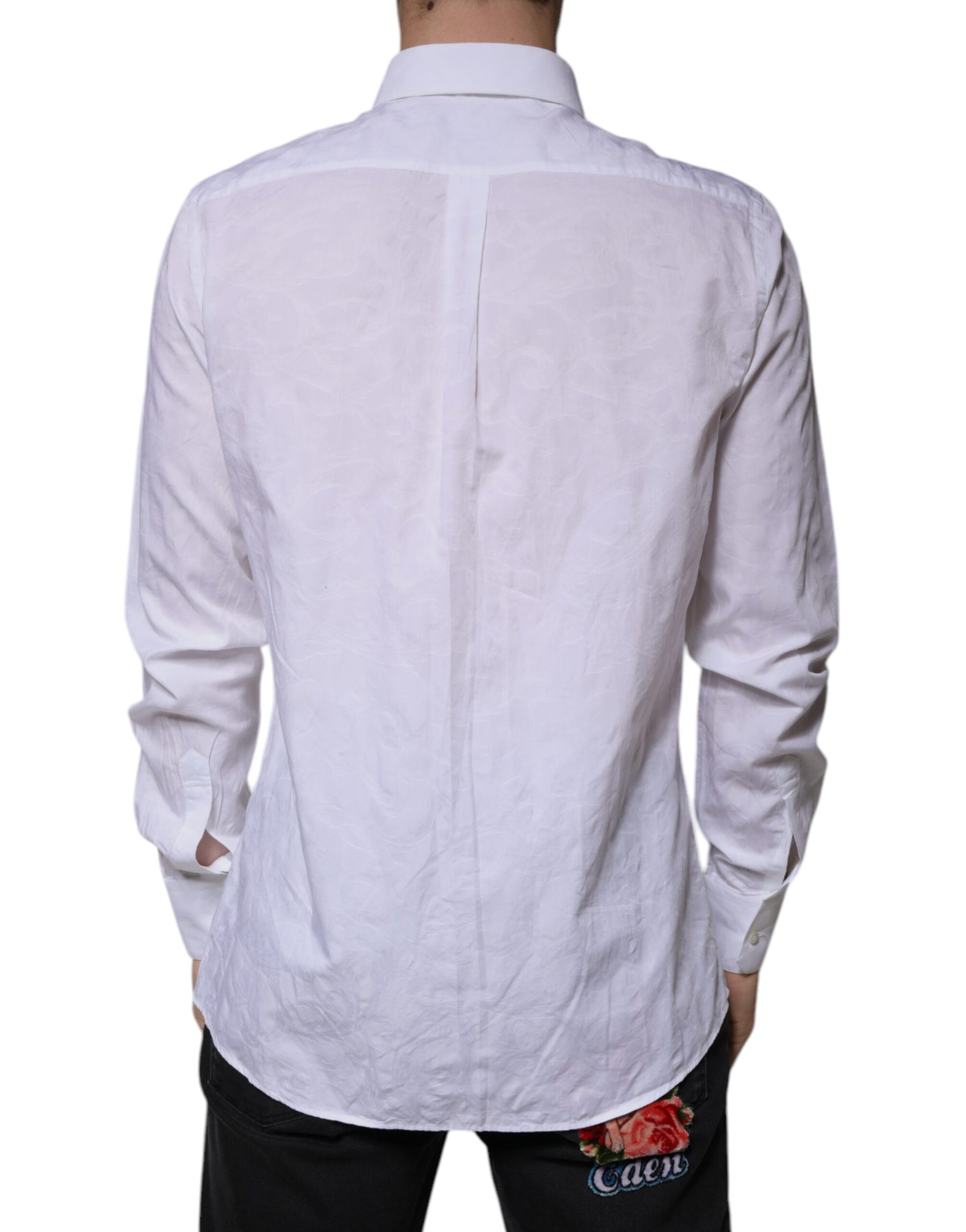 Dolce & Gabbana White Cotton Slim Fit Men MARTINI Dress Shirt | Regal Royce