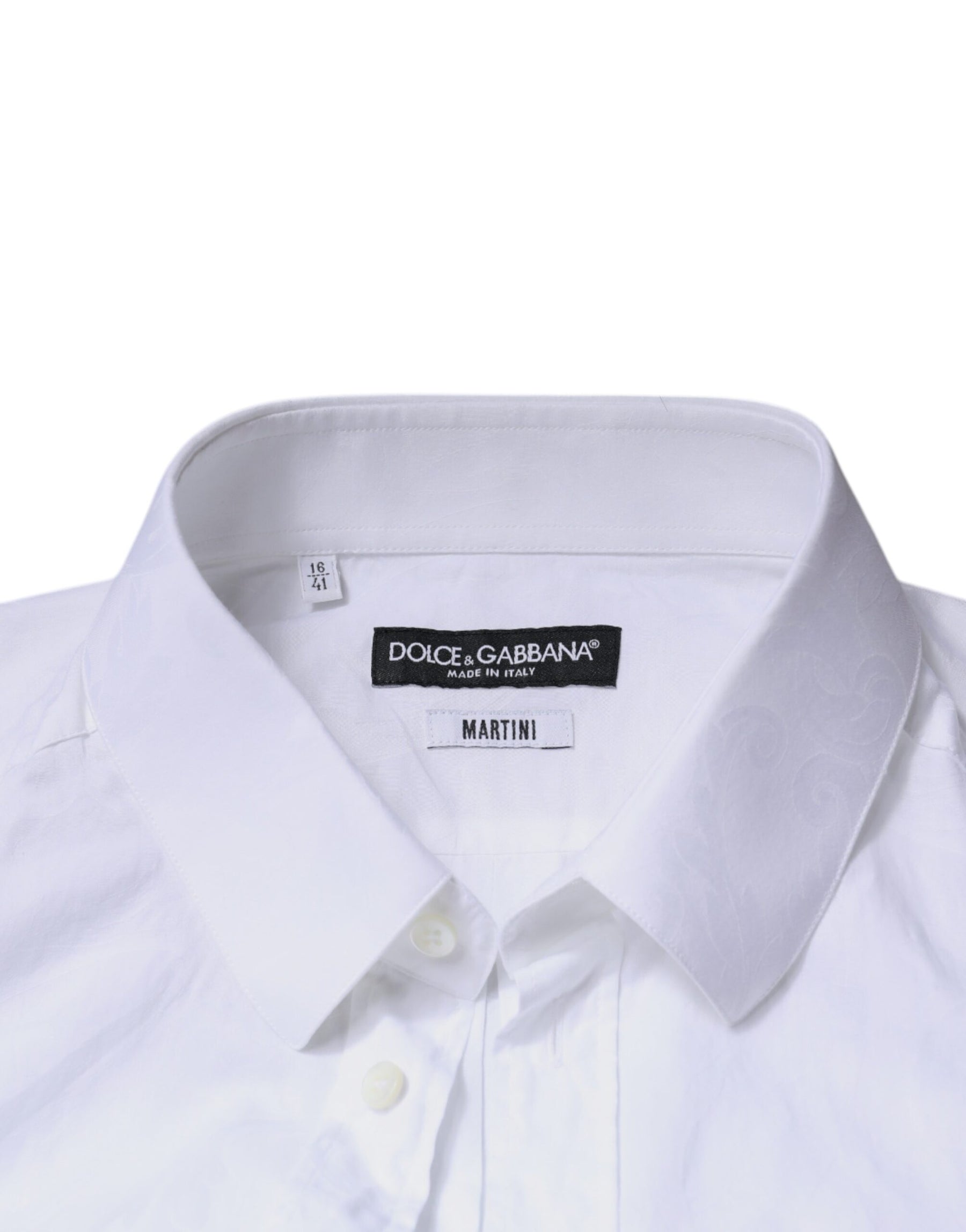 Dolce & Gabbana White Cotton Slim Fit Men MARTINI Dress Shirt | Regal Royce