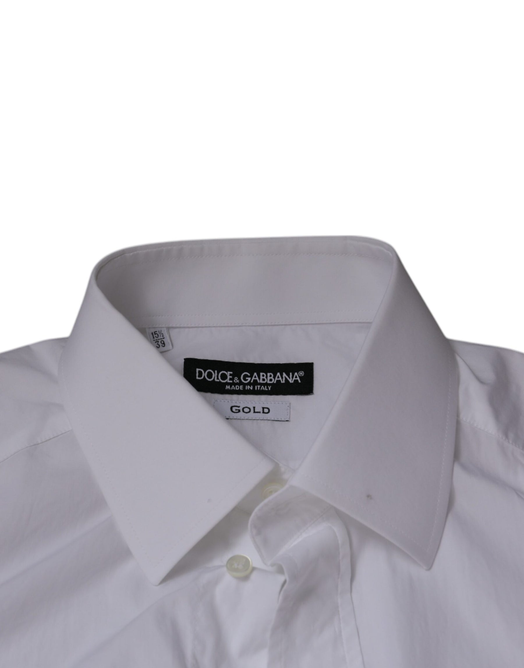 Dolce & Gabbana White Cotton Slim Fit Men GOLD Dress Shirt | Regal Royce