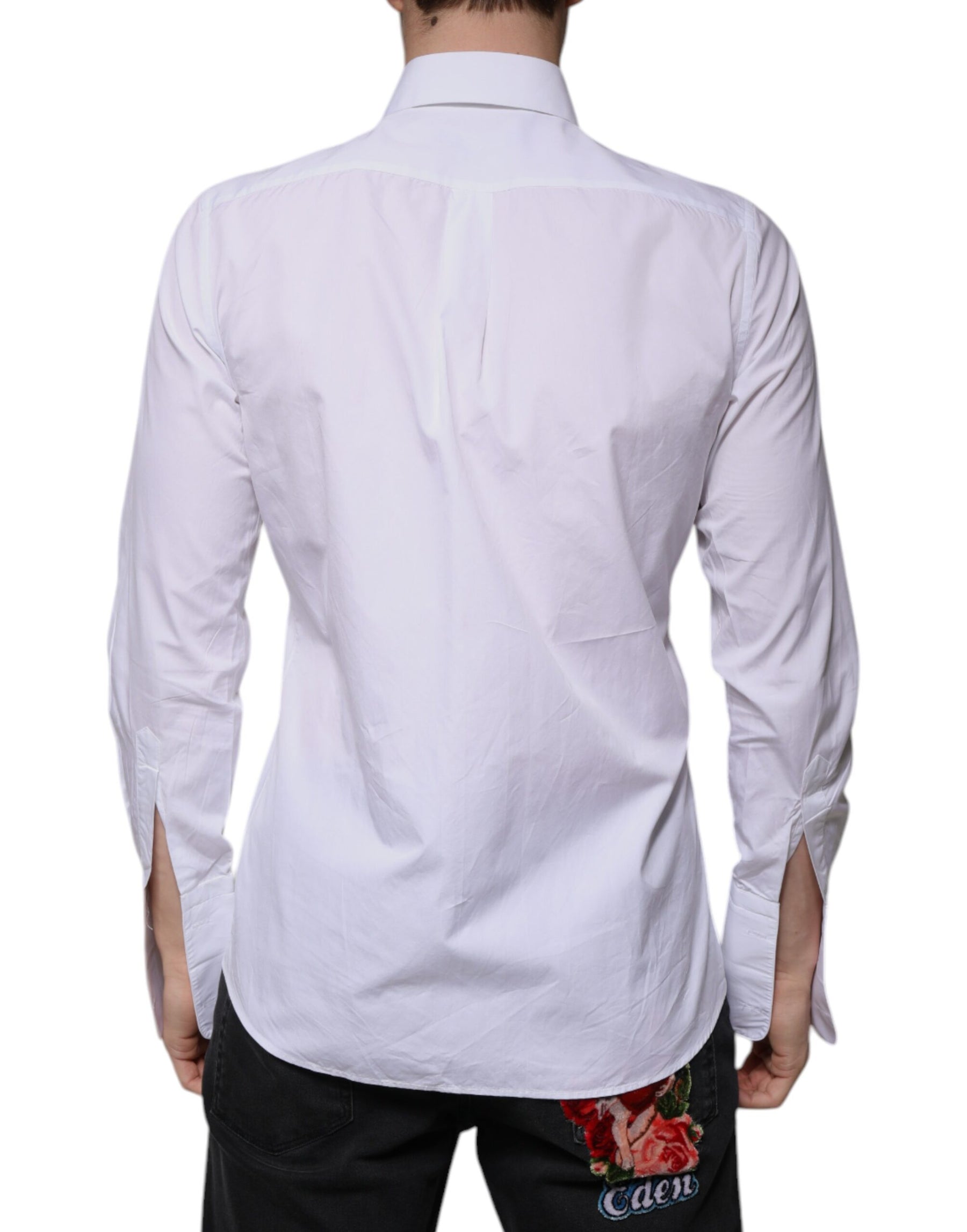 Dolce & Gabbana White Bib Cotton Poplin GOLD Men Formal Shirt | Regal Royce
