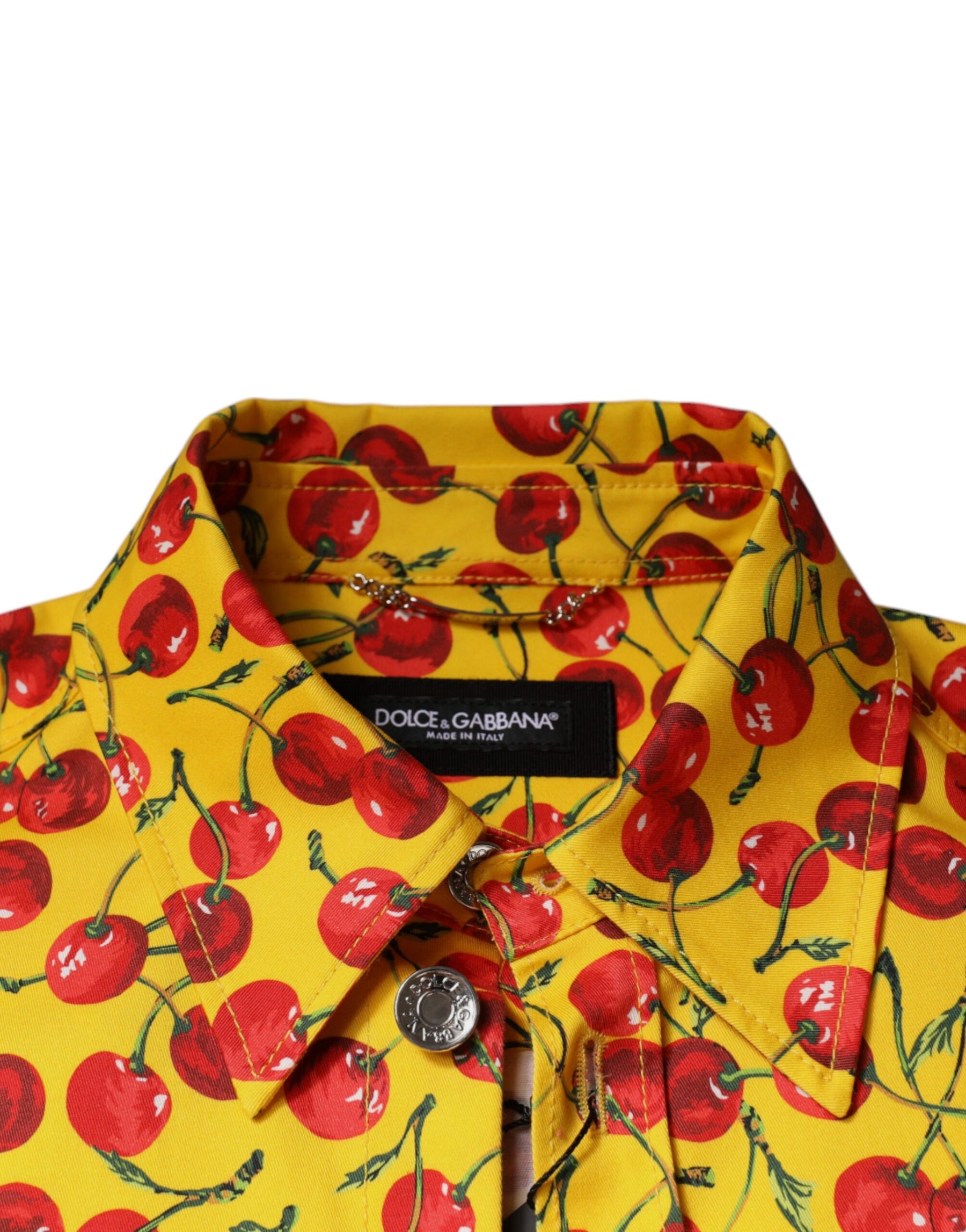 Dolce & Gabbana Yellow Cherry Button Down Men Casual Shirt | Regal Royce