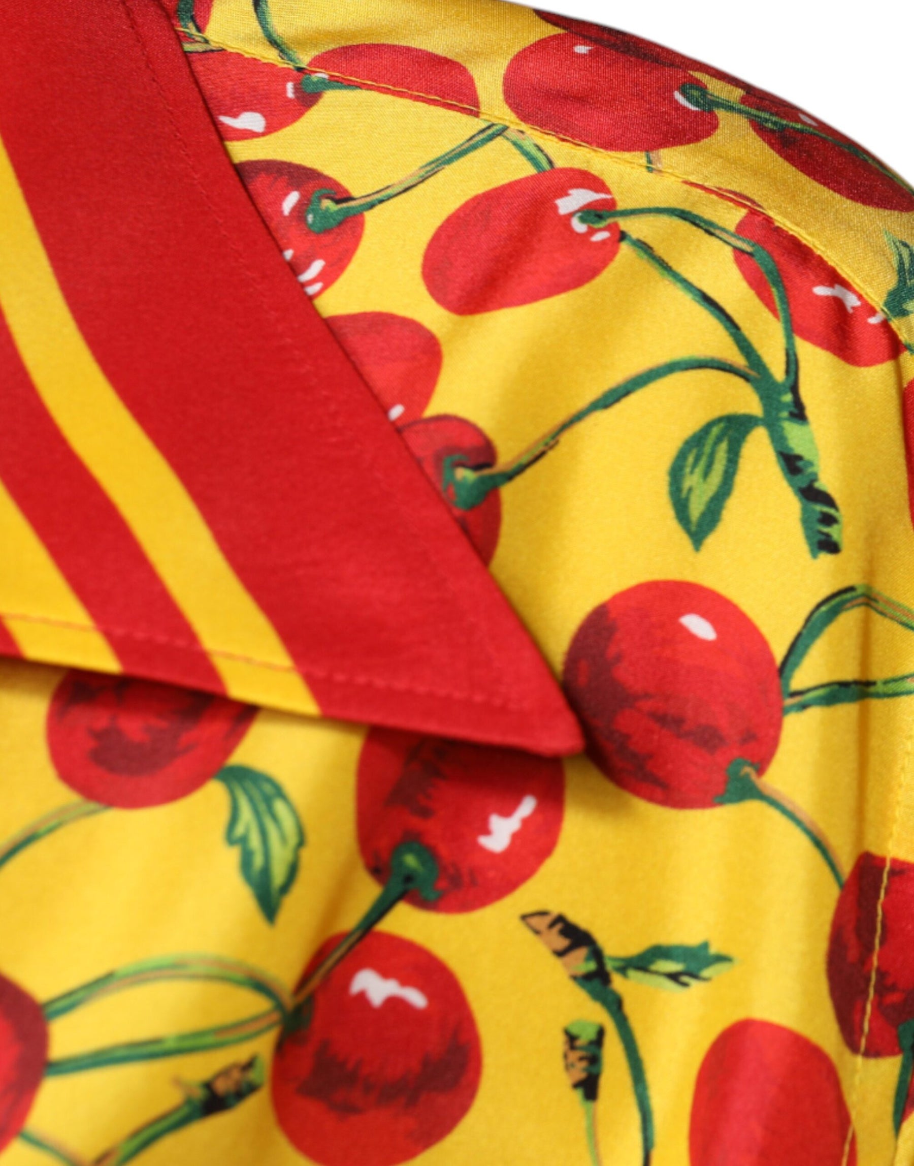 Dolce & Gabbana Yellow Cherry Button Down Silk Casual Shirt | Regal Royce