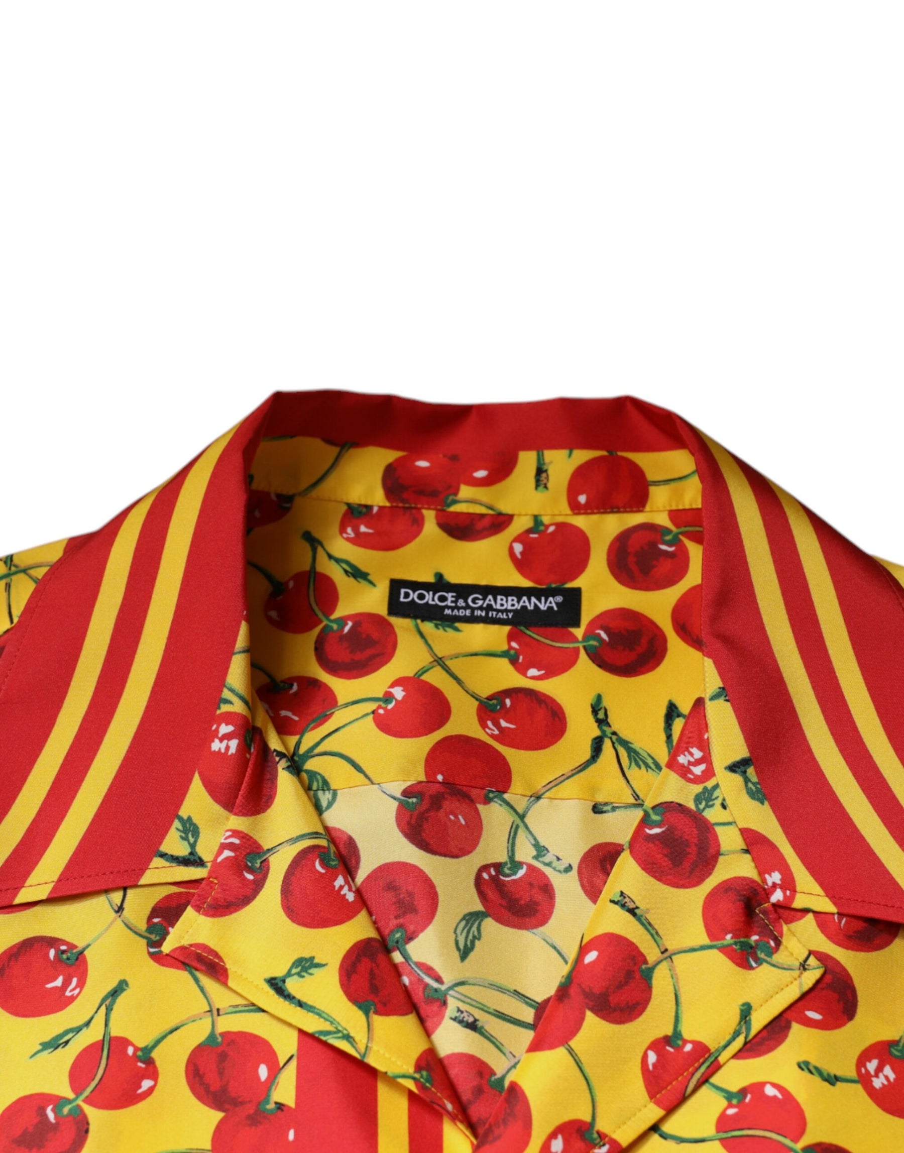Dolce & Gabbana Yellow Cherry Button Down Silk Casual Shirt | Regal Royce