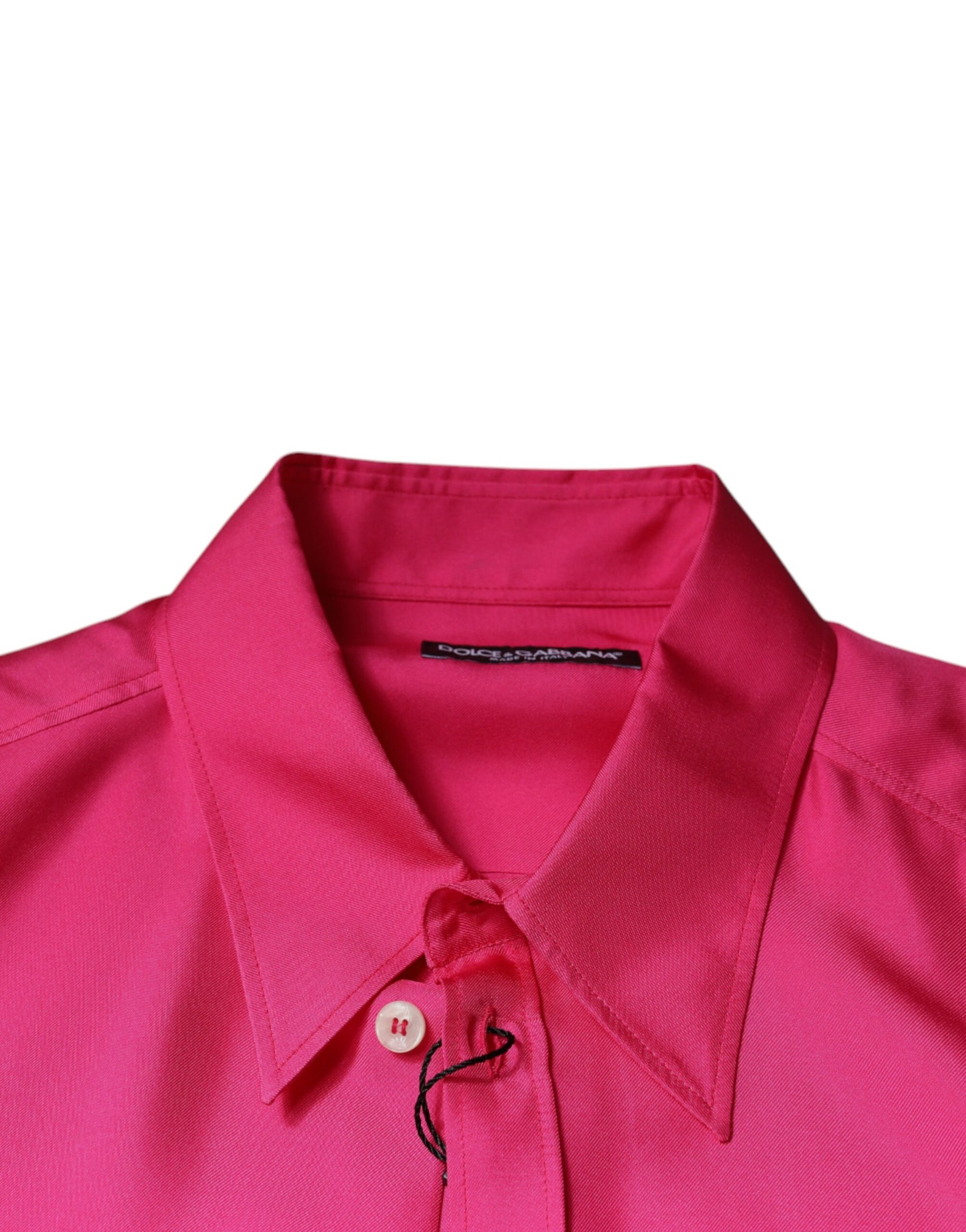 Dolce & Gabbana Pink Silk Collared Button Down Men Shirt | Regal Royce