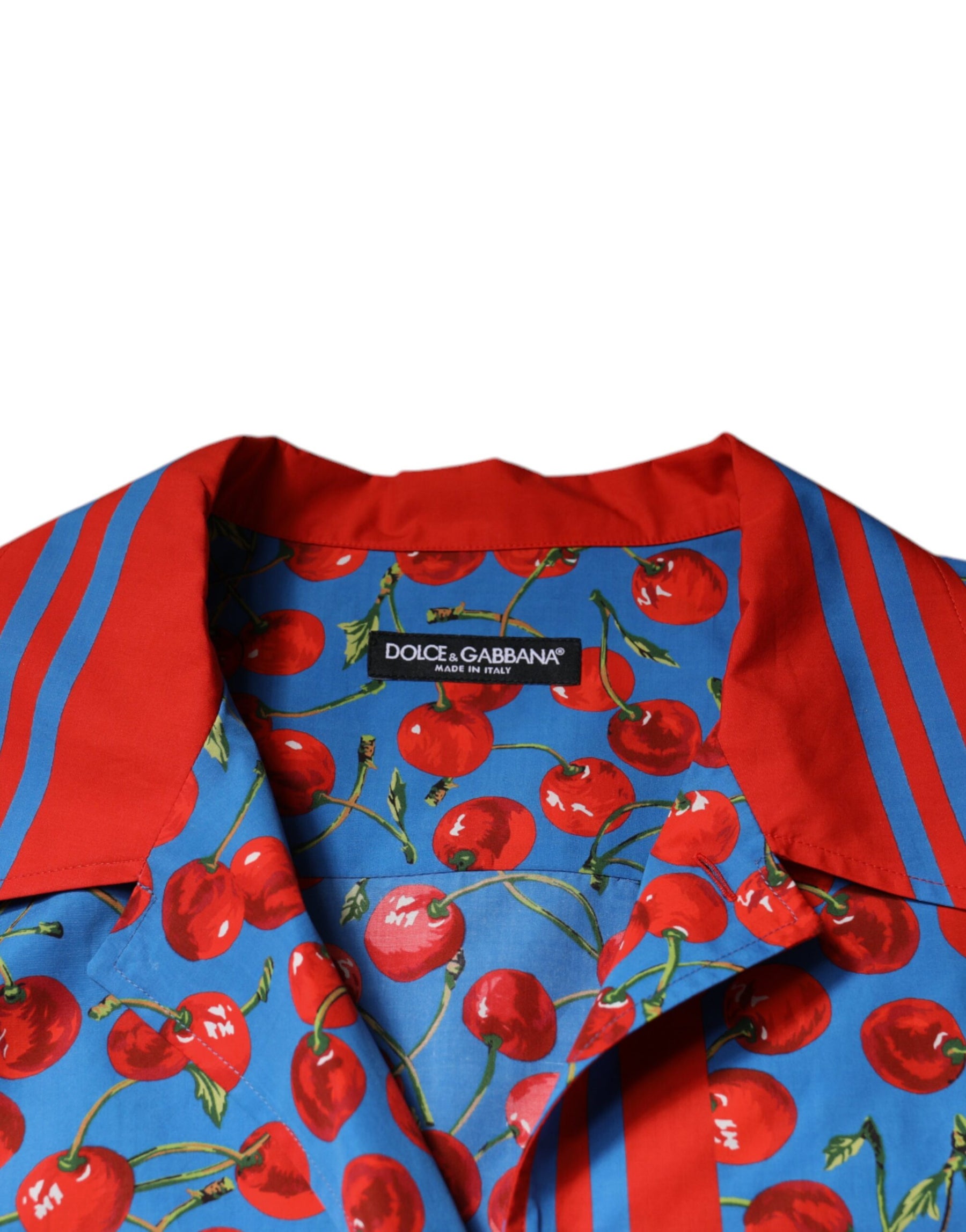 Dolce & Gabbana Blue Cherry Cotton Button Down Casual Shirt | Regal Royce