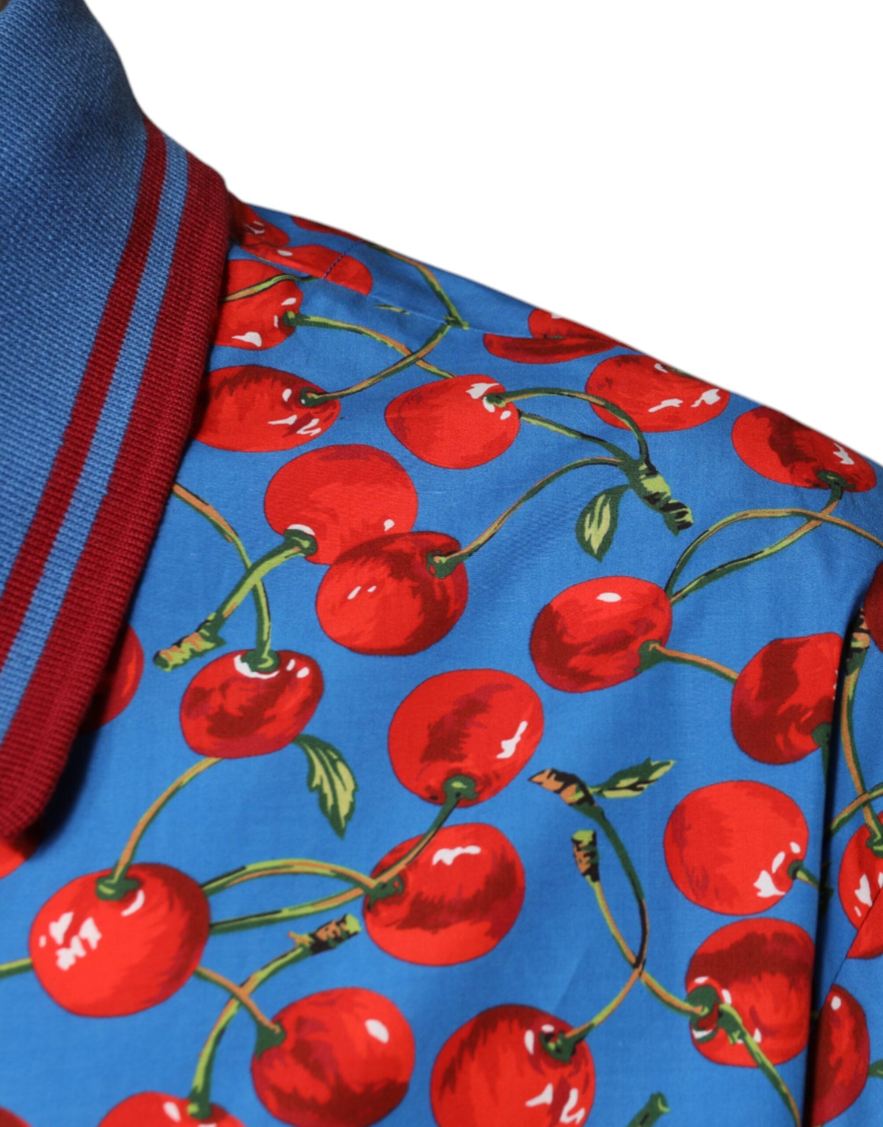 Dolce & Gabbana Blue Cherry Cotton Collared Men Polo T-shirt | Regal Royce