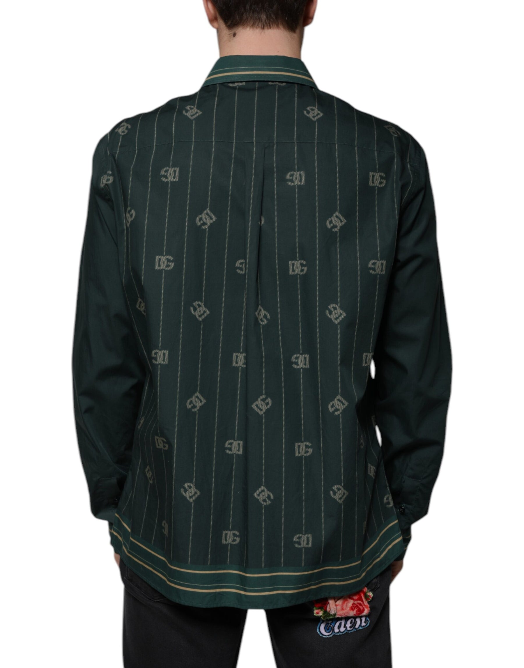 Dolce & Gabbana Green Logo Long Sleeve MARTINI Casual Shirt | Regal Royce