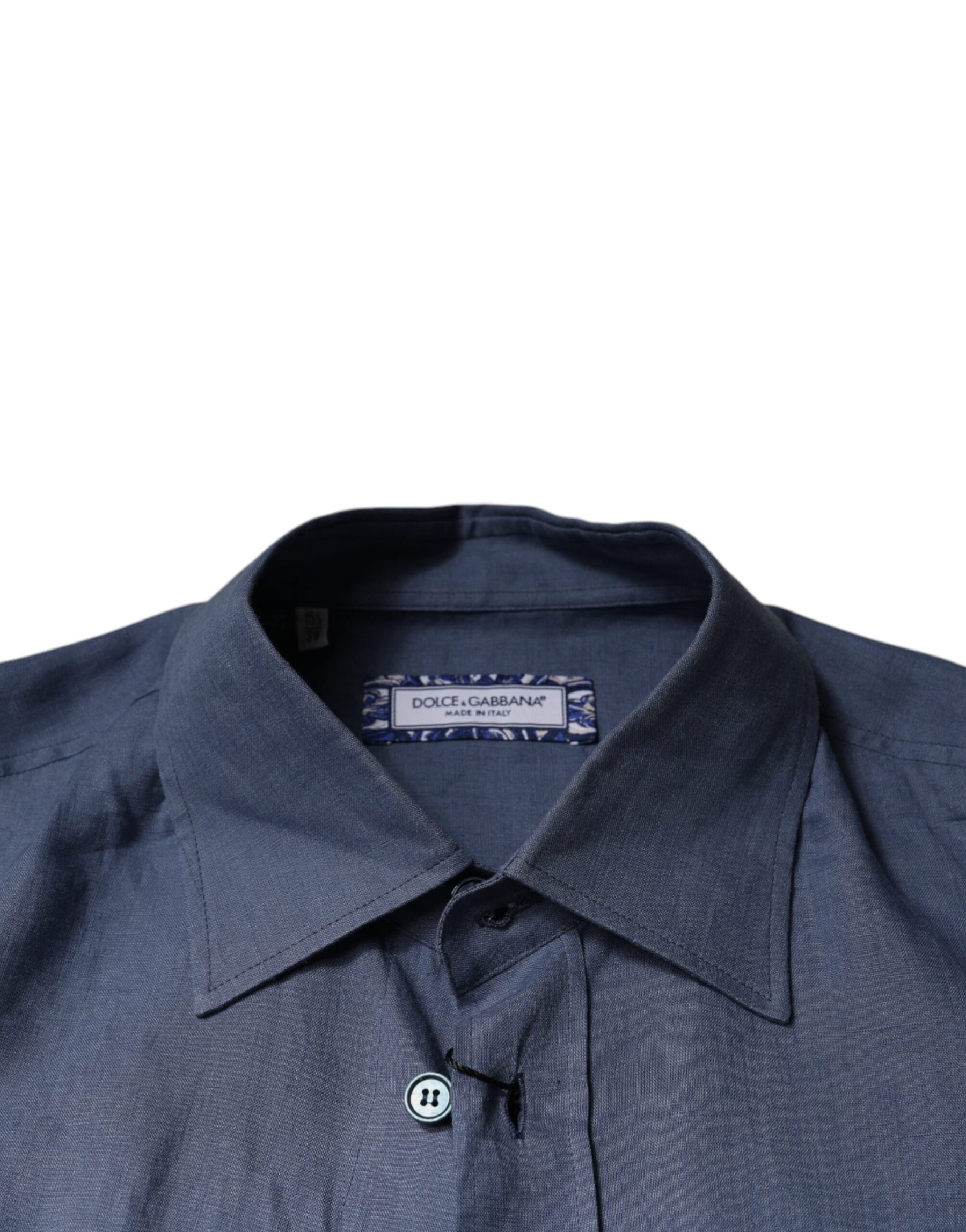 Dolce & Gabbana Blue Logo Long Sleeve Button Down Casual Shirt | Regal Royce