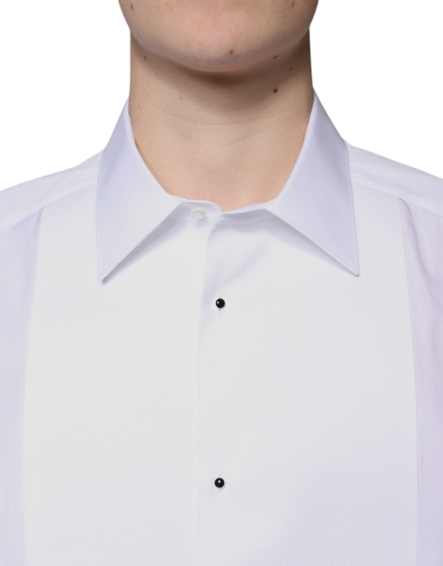 Dolce & Gabbana White Bib Cotton Poplin GOLD Formal Shirt | Regal Royce