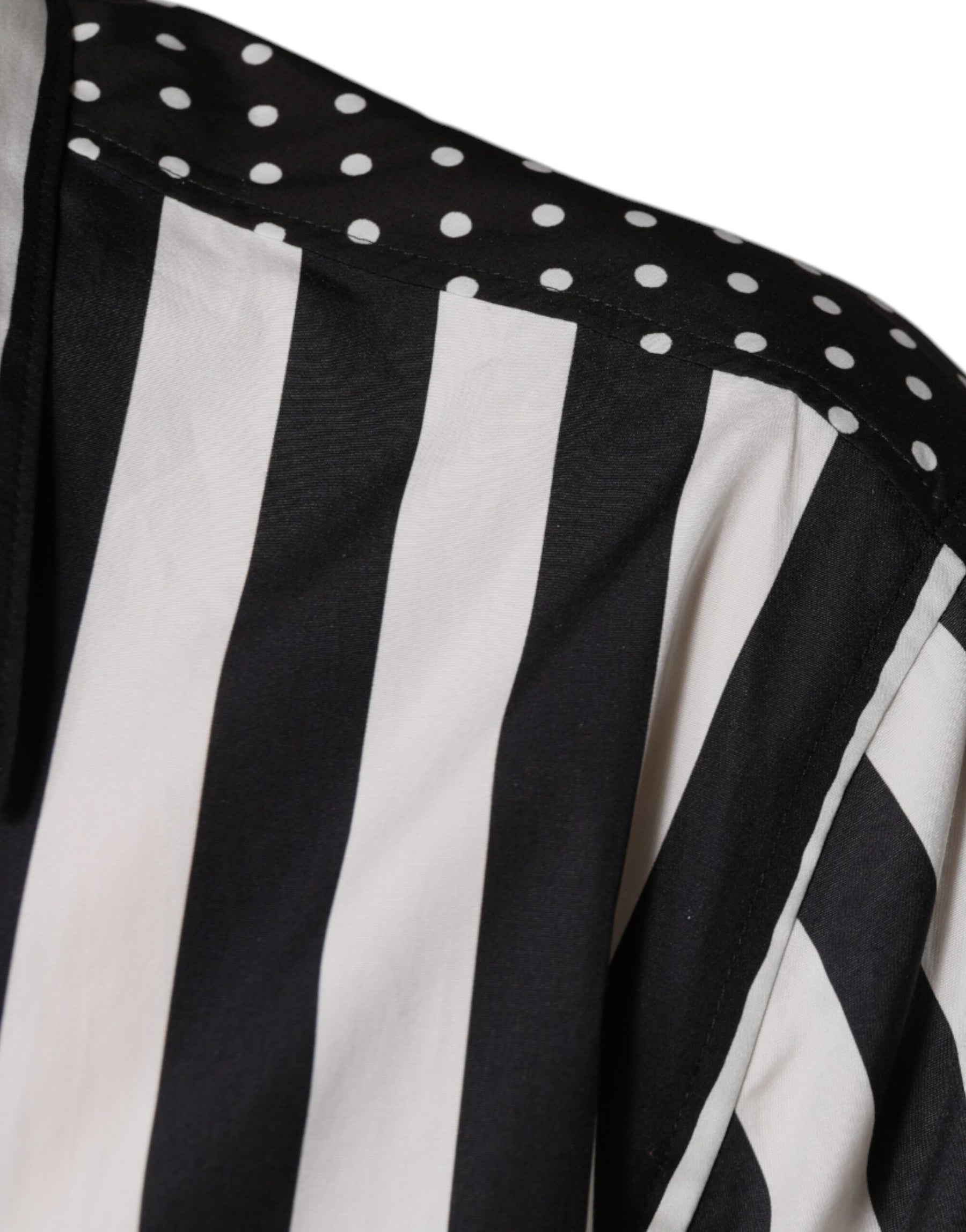 Dolce & Gabbana Black White Striped Button Down Casual Shirt | Regal Royce