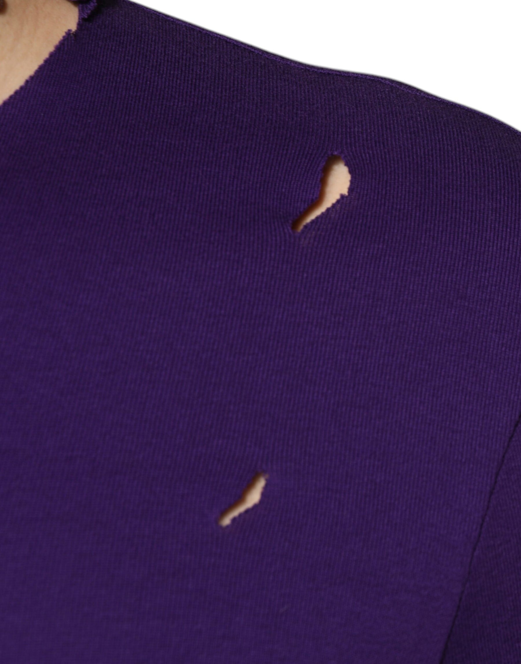 Dolce & Gabbana Purple Cotton Round Neck Pullover Men Sweater | Regal Royce