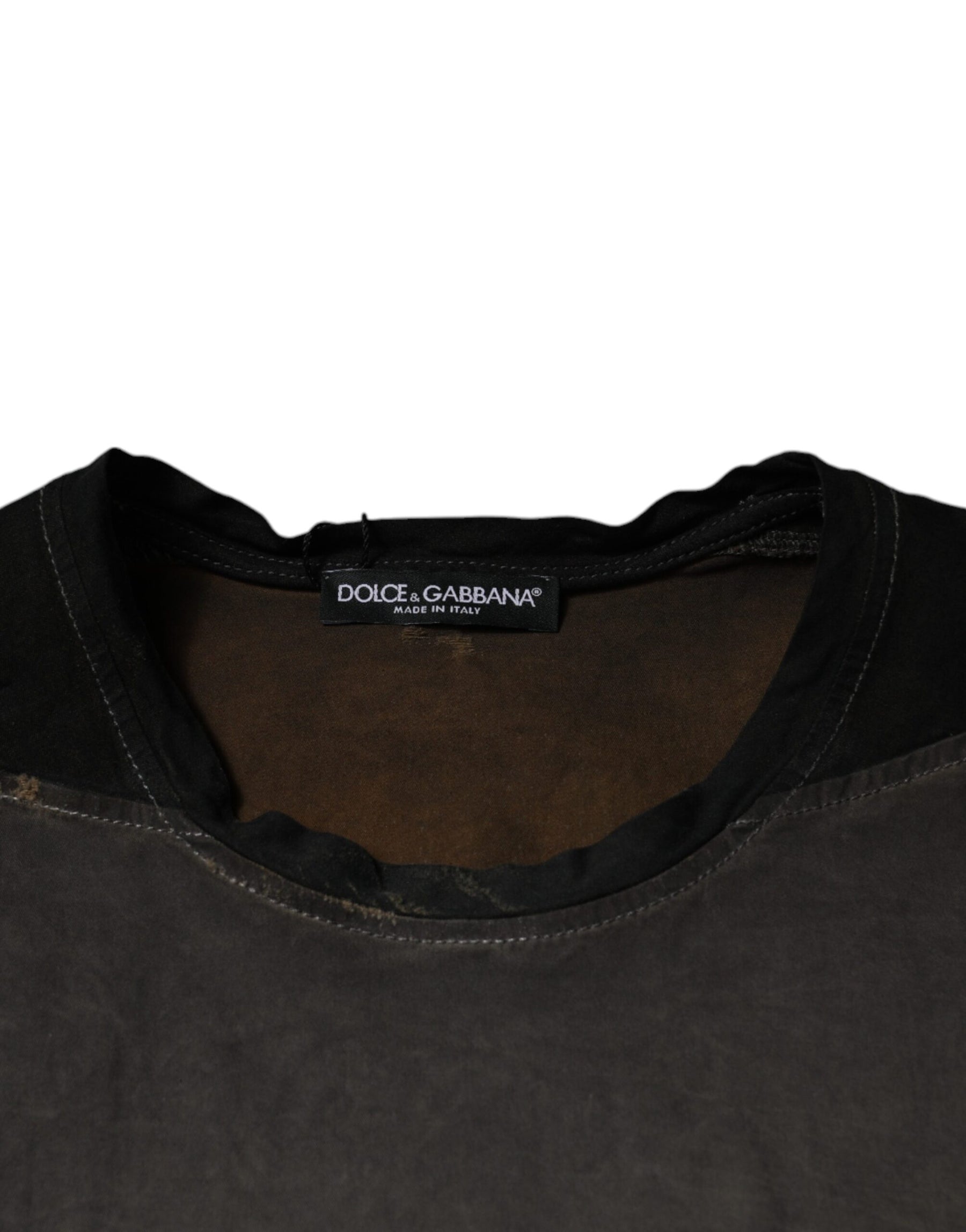 Dolce & Gabbana Brown Graphic Print Cotton Round Neck T-shirt | Regal Royce