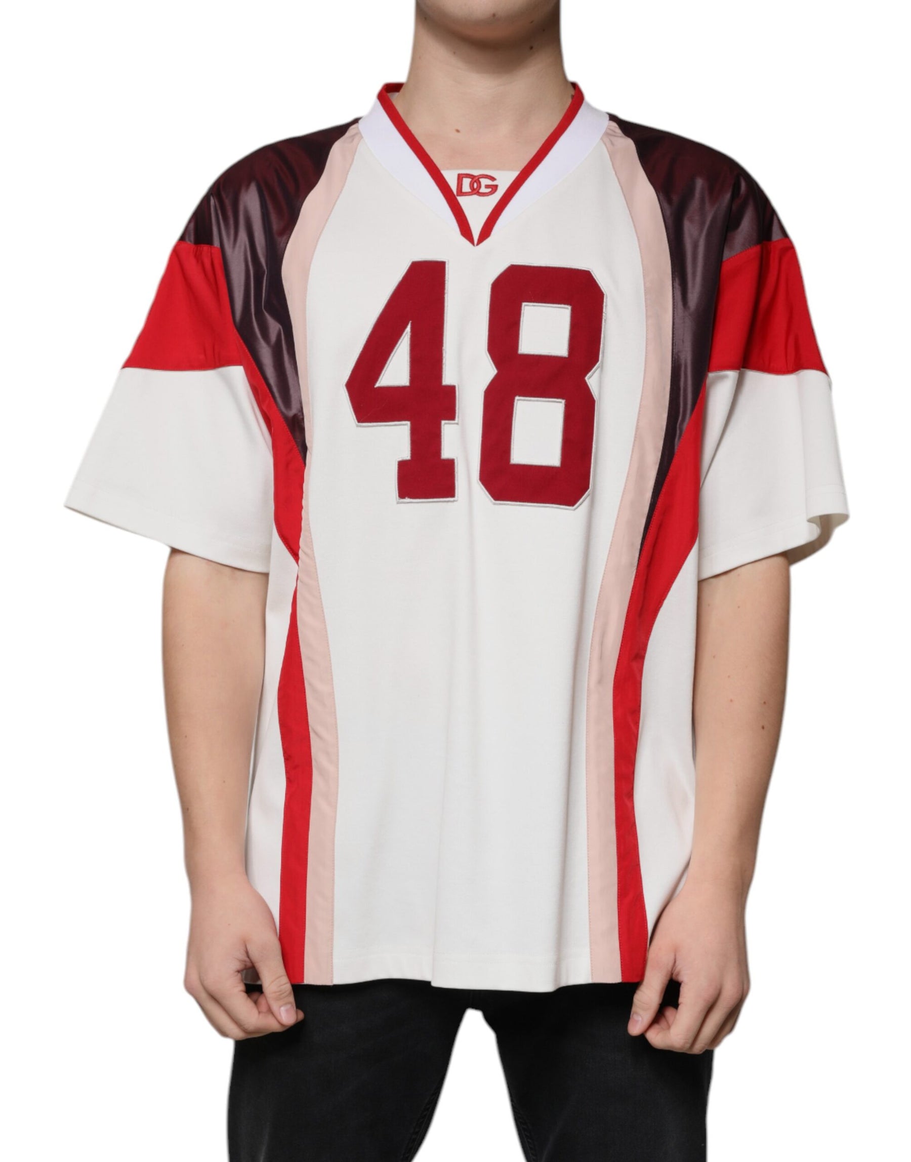 Dolce & Gabbana Multicolor Logo Jersey Cotton V-neck T-shirt | Regal Royce